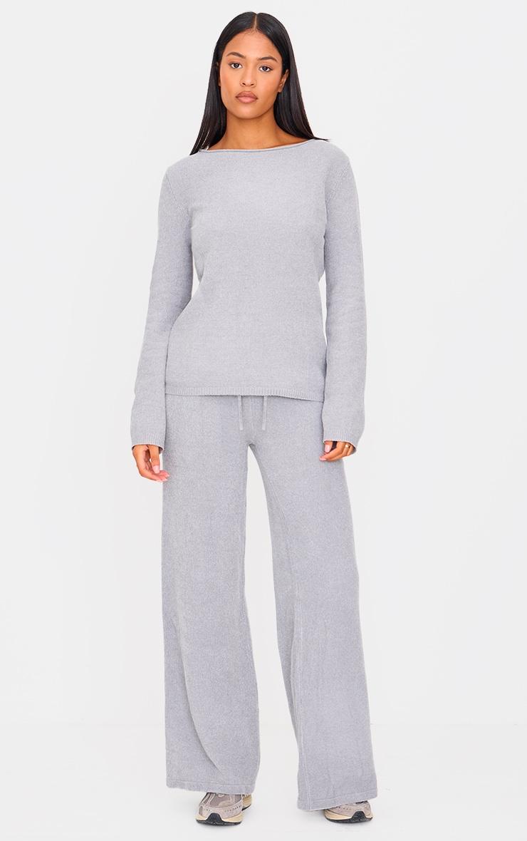 Tall Light Grey Soft Textured Knit Top Product Image