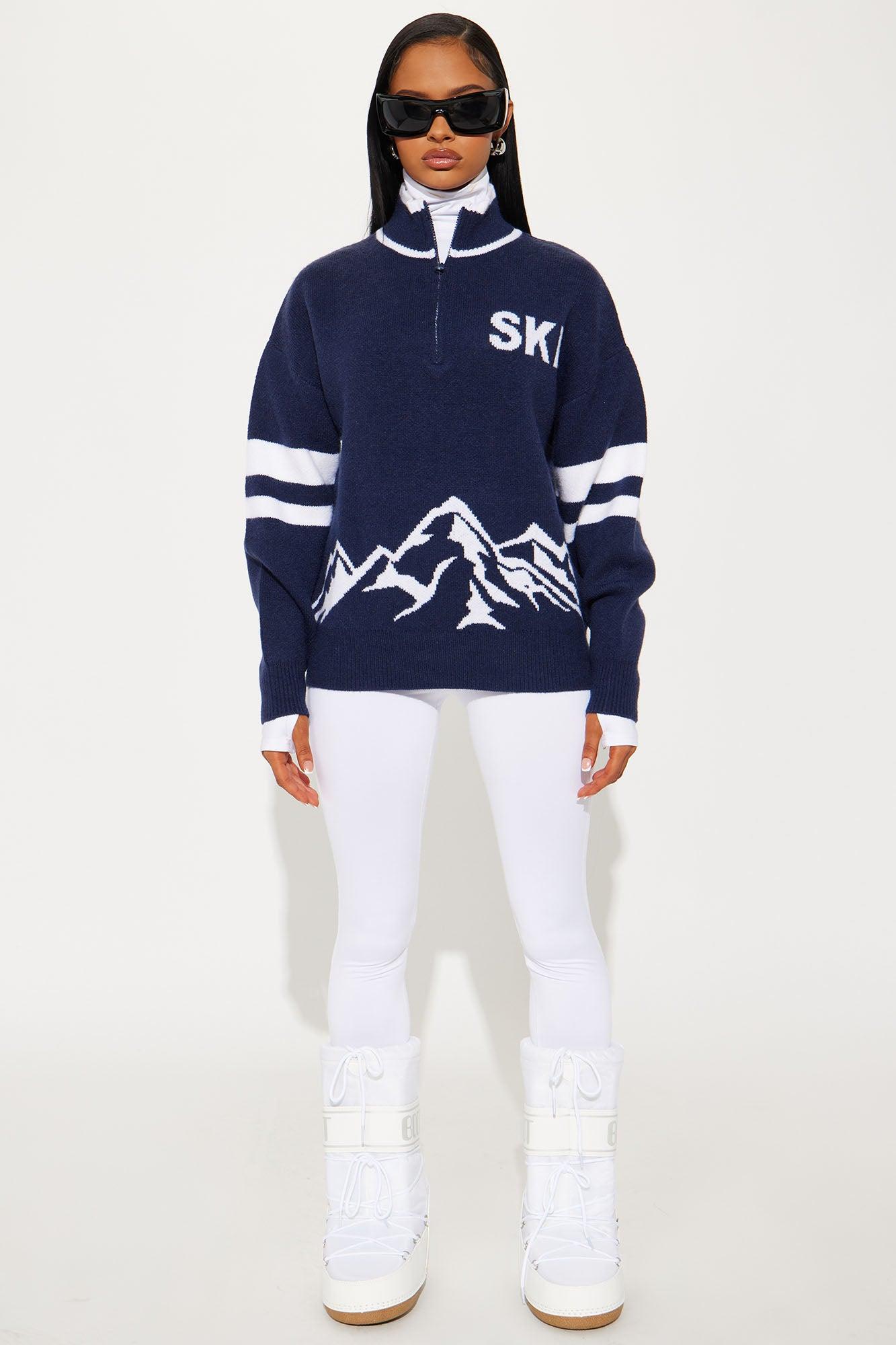 Ski Resort Quarter Zip Sweater - Navy Product Image
