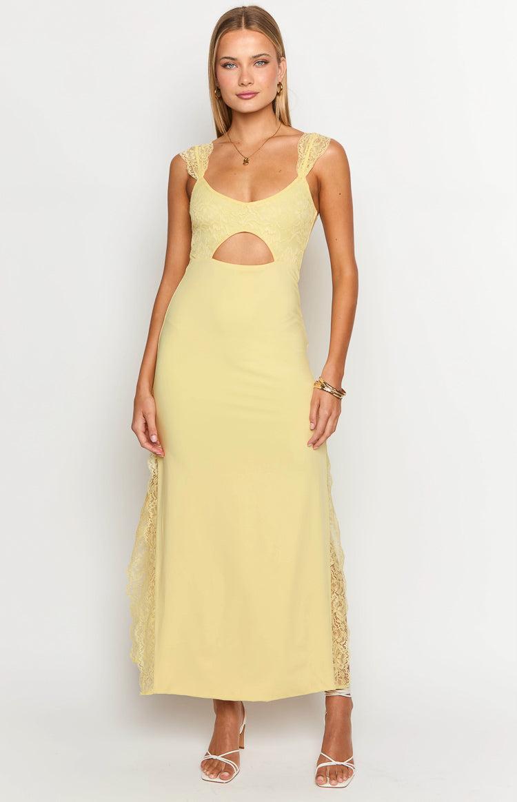 Tiana Yellow Lace Maxi Dress Product Image