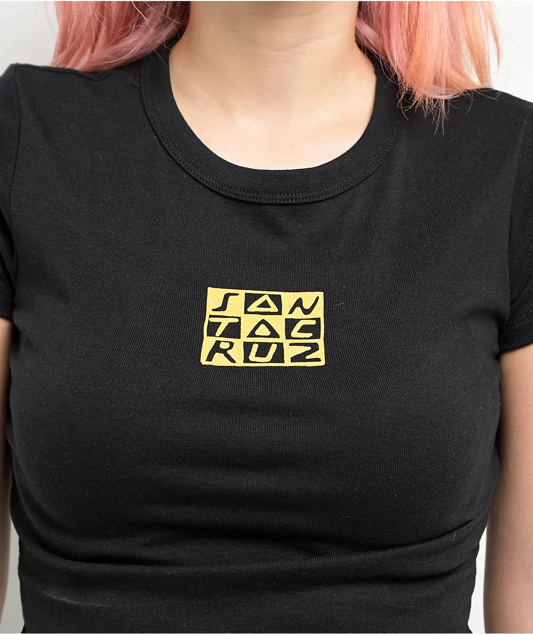 Santa Cruz Checker Block Black Crop T-Shirt Product Image