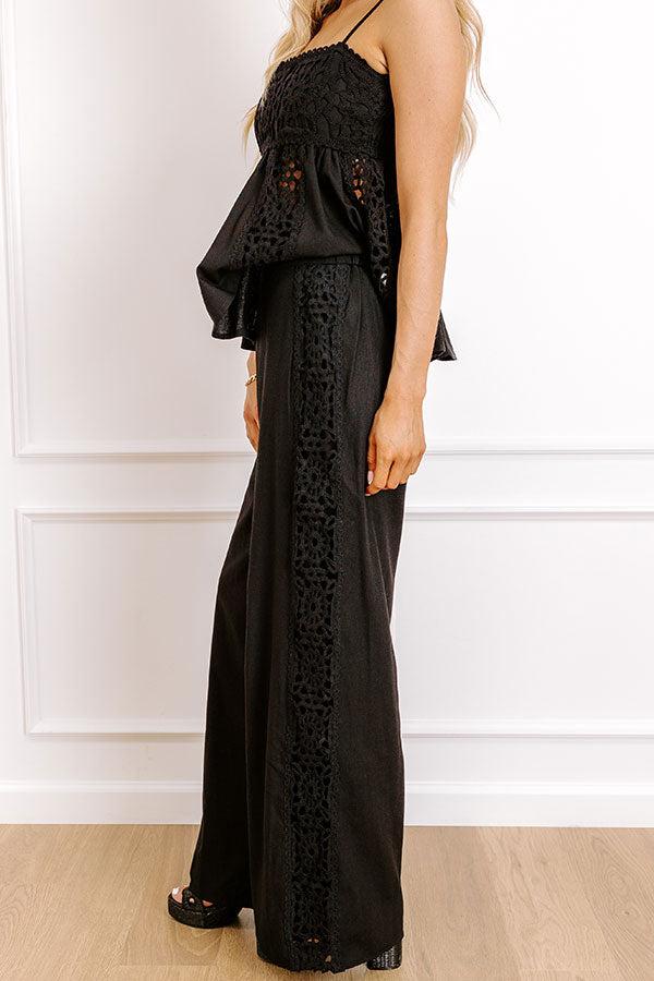 Boheme Bay High Waist Crochet Wide Leg Pants in Black Product Image
