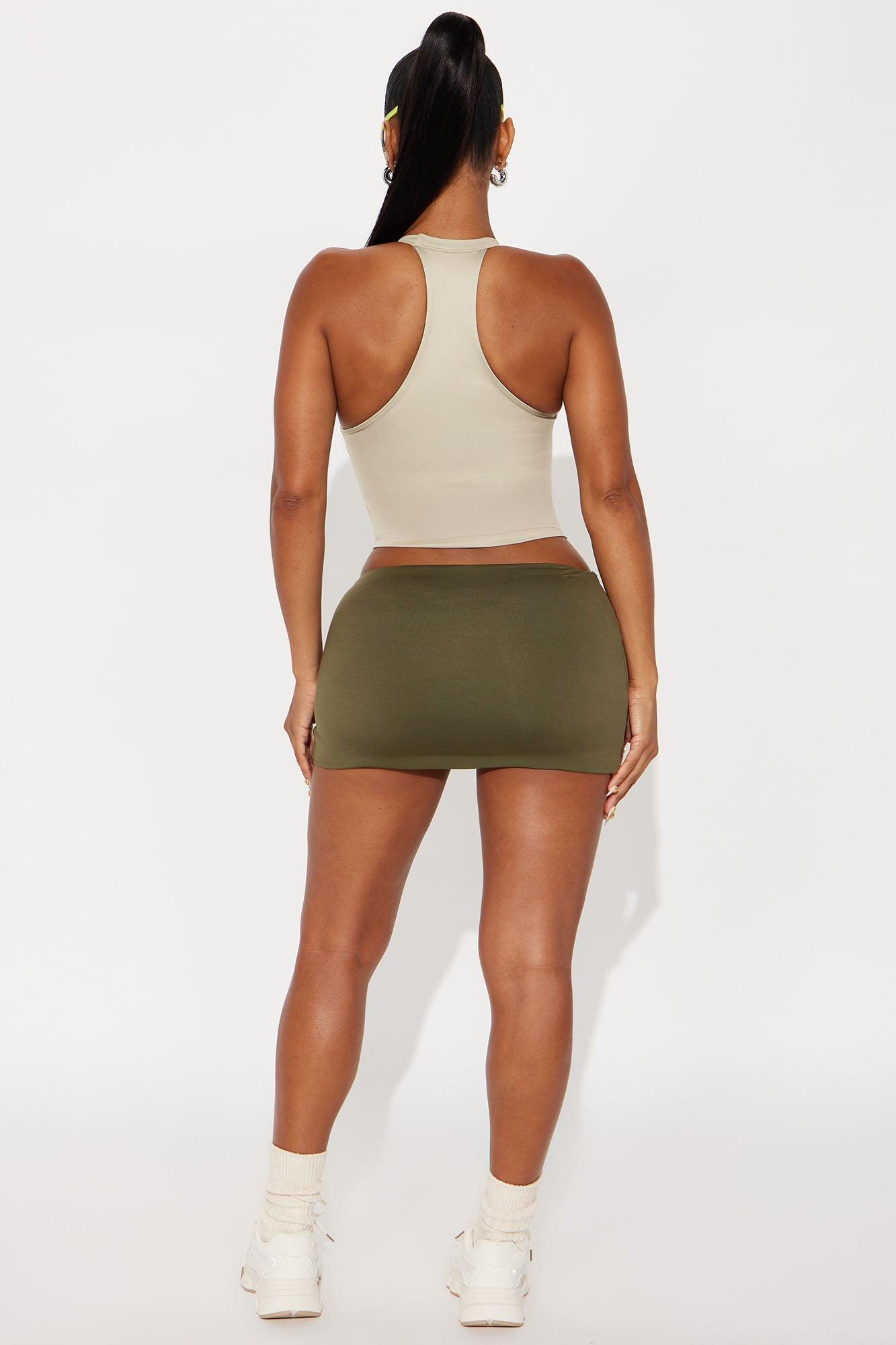 Contour Double Lined V-Neck Tank Top - Stone Female Product Image