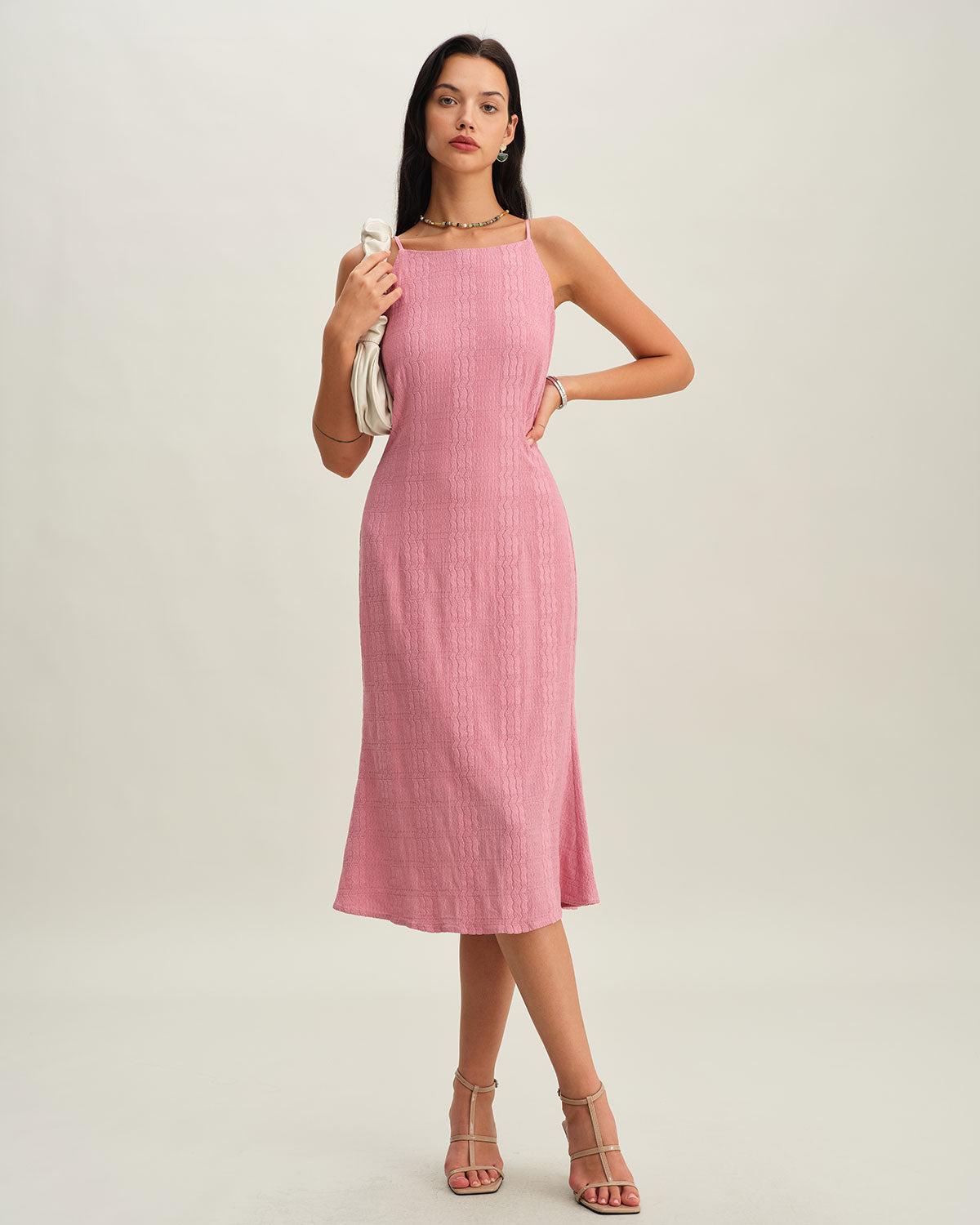 Pink Mermaid Slip Midi Dress Product Image