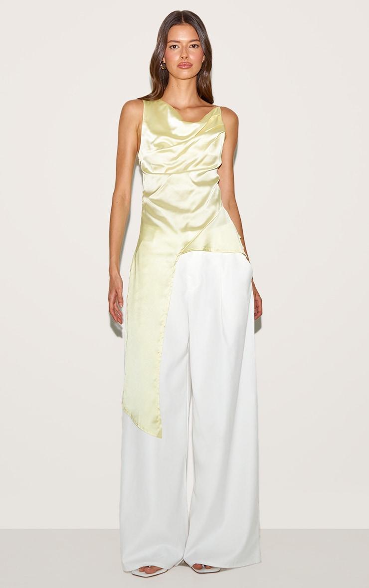 Yellow Asymmetric Satin Top Product Image