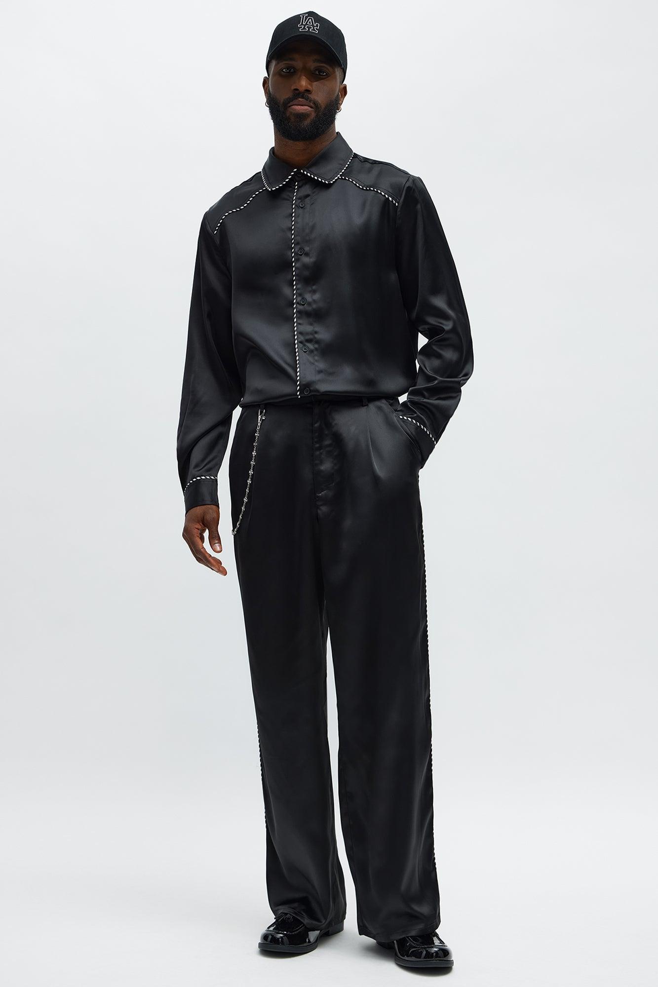 Relaxed Luxe Track Trousers - Black Male Product Image