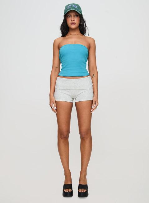 Baseline Strapless Rib Top Blue Product Image