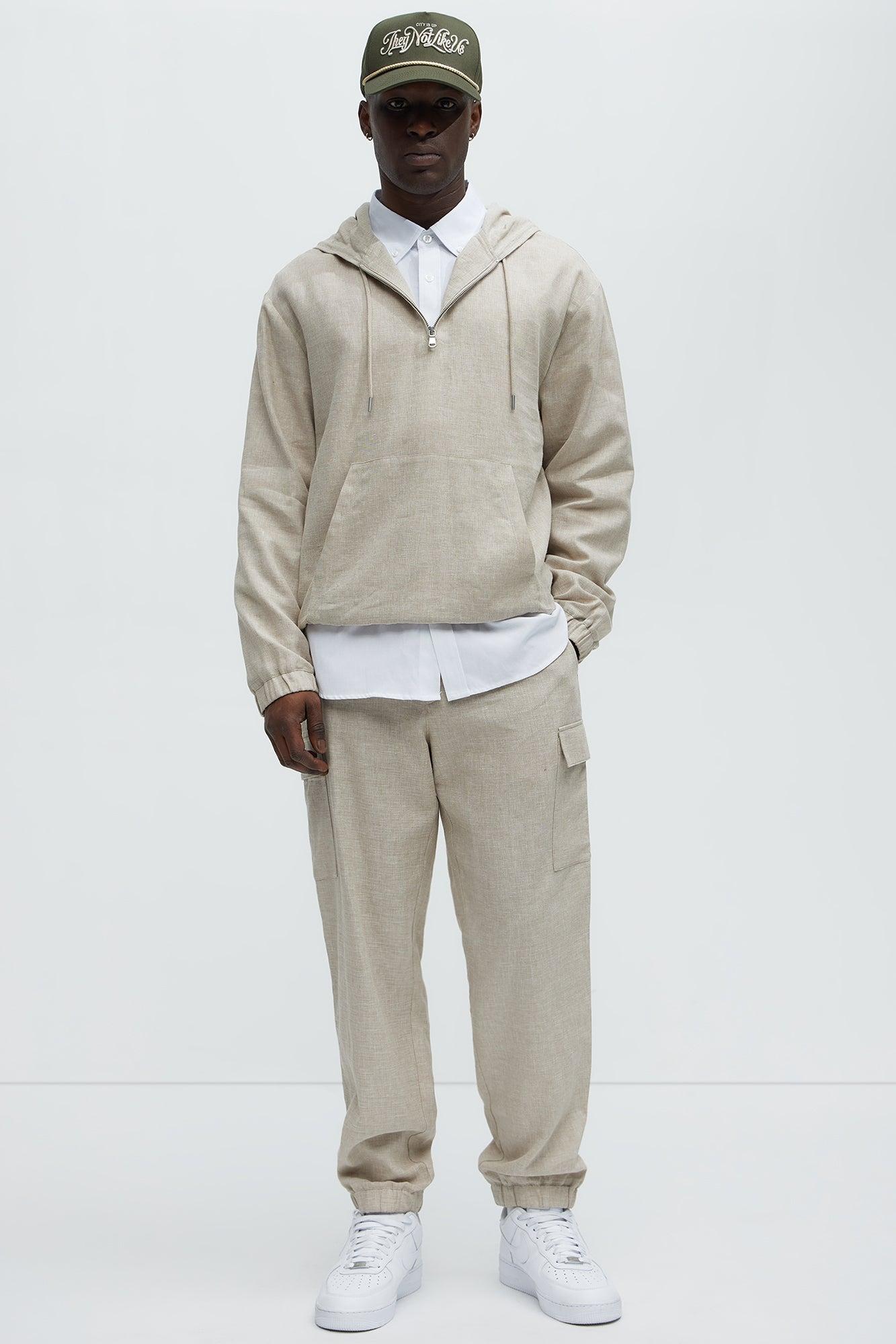 Slim Bahamas Linen Cargo Jogger - Stone Product Image
