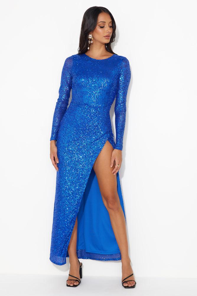 Star Of All Sequin Maxi Dress Navy Product Image
