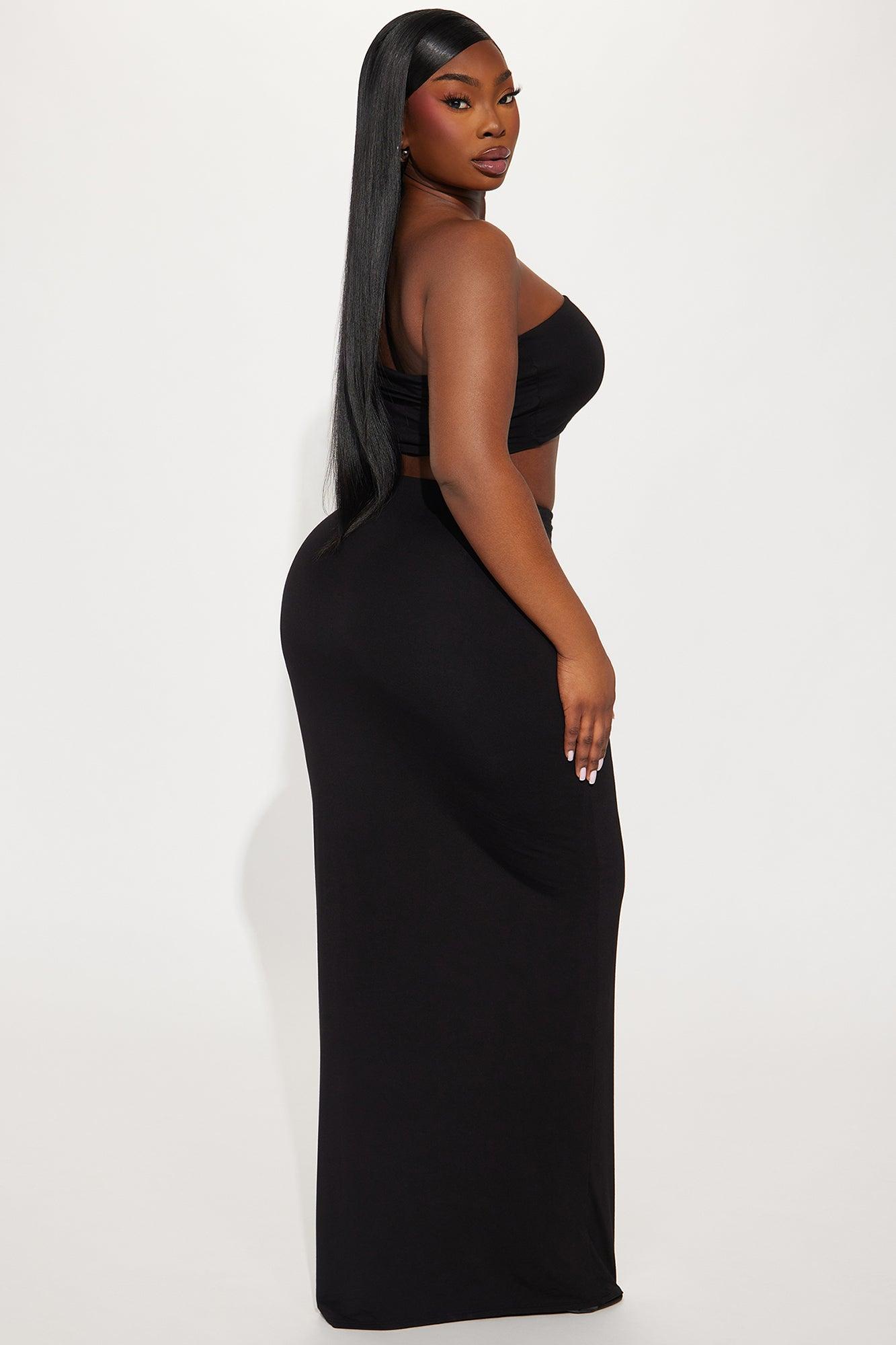 Another Time Double Lined Skirt Set - Black Product Image