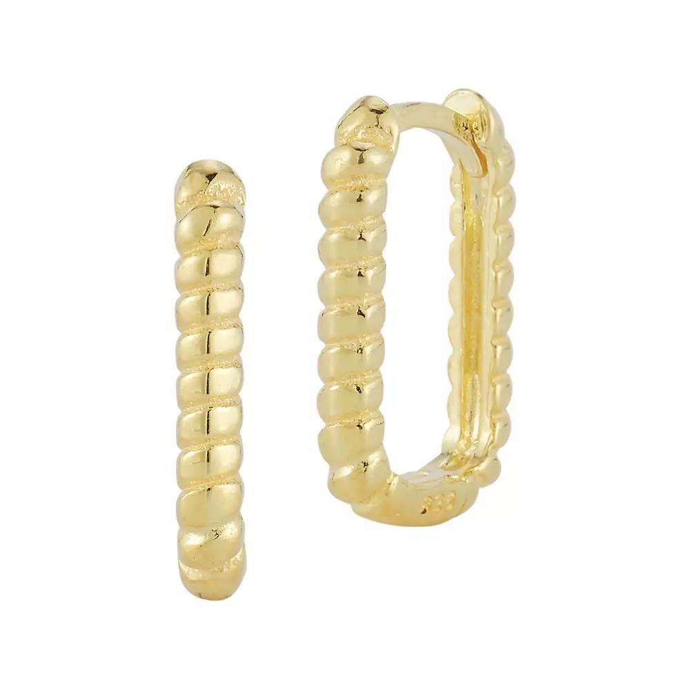 Sunkissed Sterling Square Oval Twist Huggie Hoop Earrings, Women's, Gold Tone Product Image
