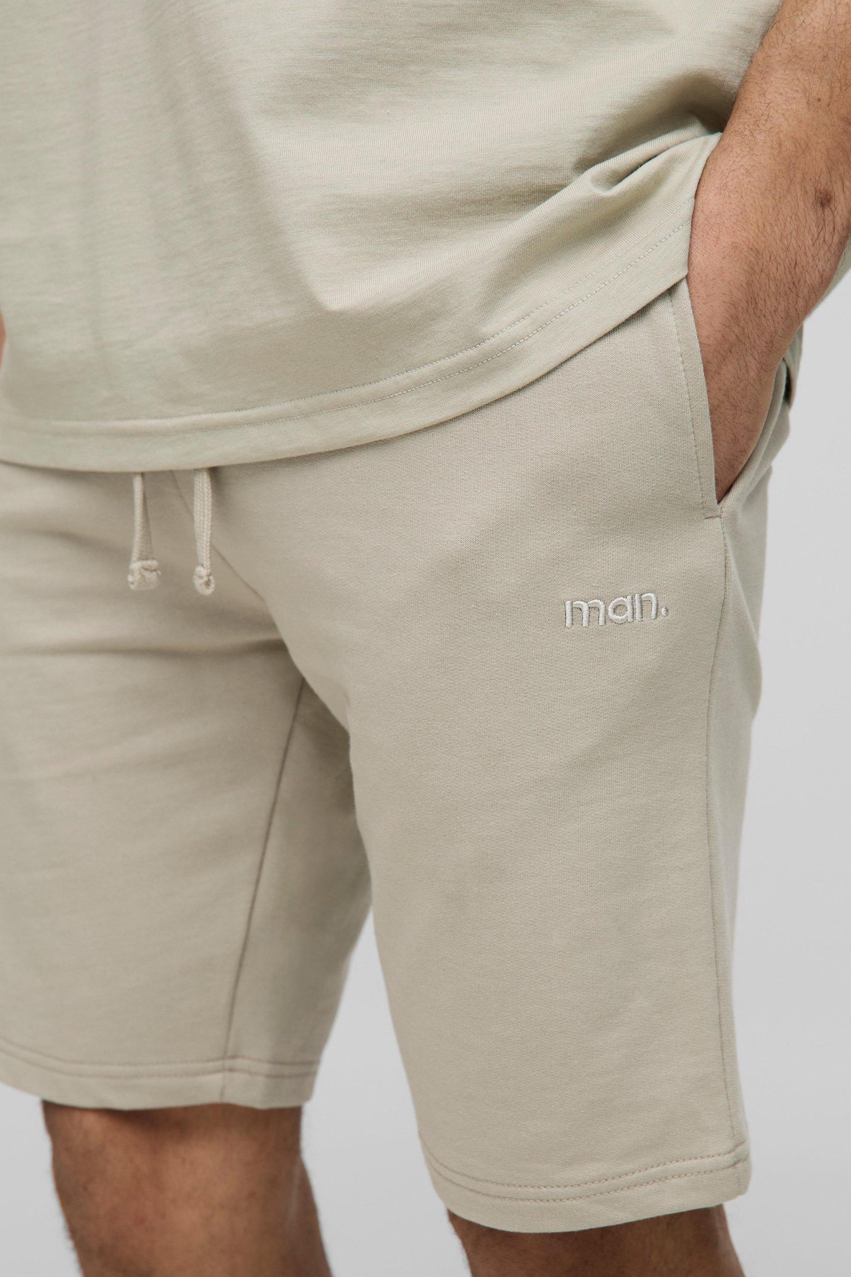 260GSM Loopback Basic MAN. Slim Fit Mid Length Shorts | boohooMAN USA Product Image