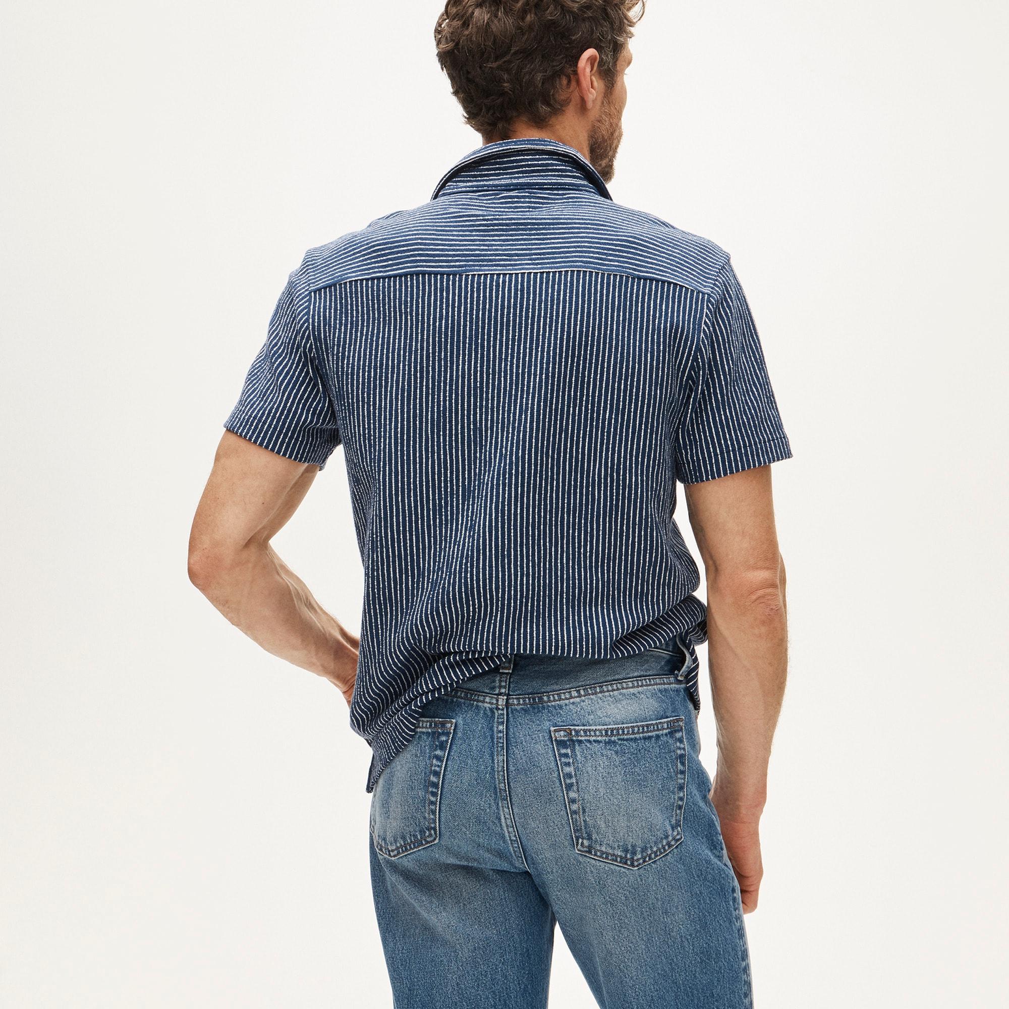 Textured camp-collar knit shirt in stripe Product Image