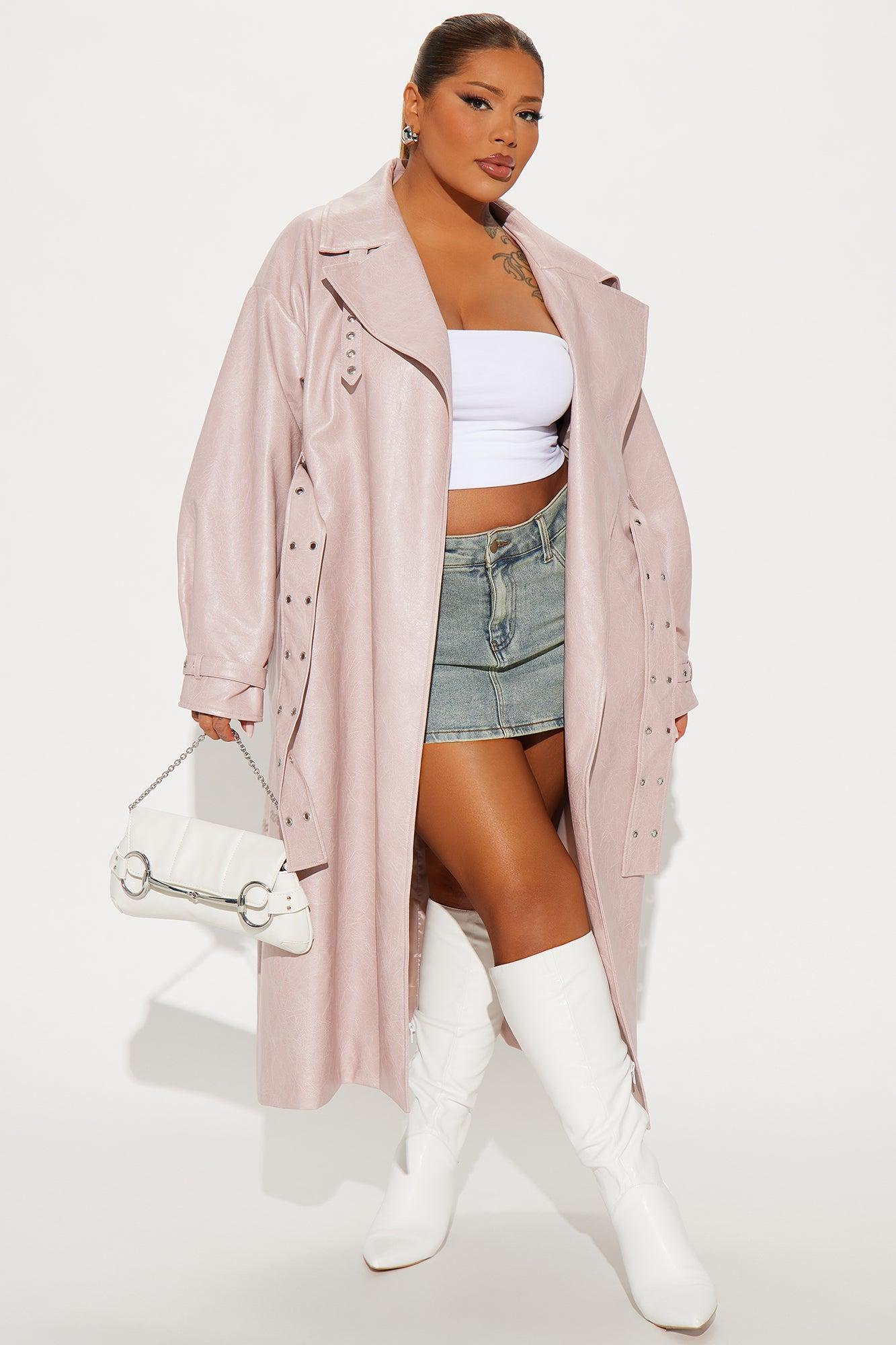 Not Your Average Washed Faux Leather Trench - Blush Product Image