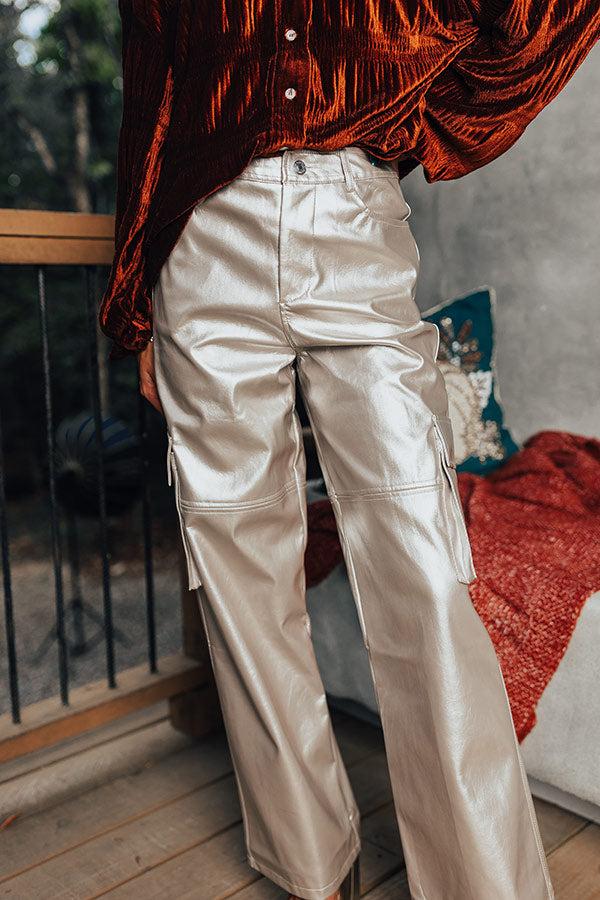 The Hannah High Waist Metallic Cargo Pants Product Image