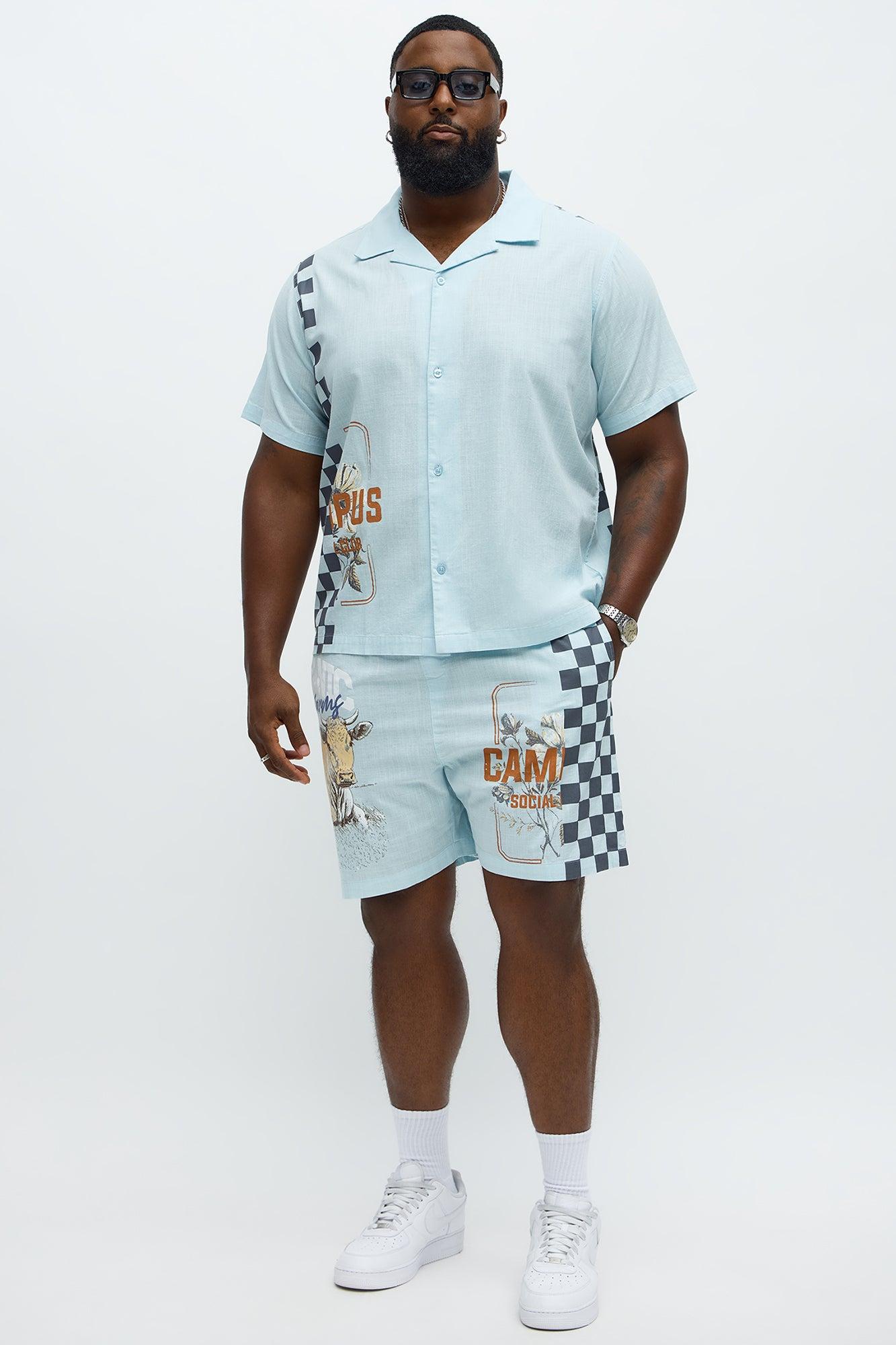 Groves Short Sleeve Button Up Shirt - Light Blue Male Product Image