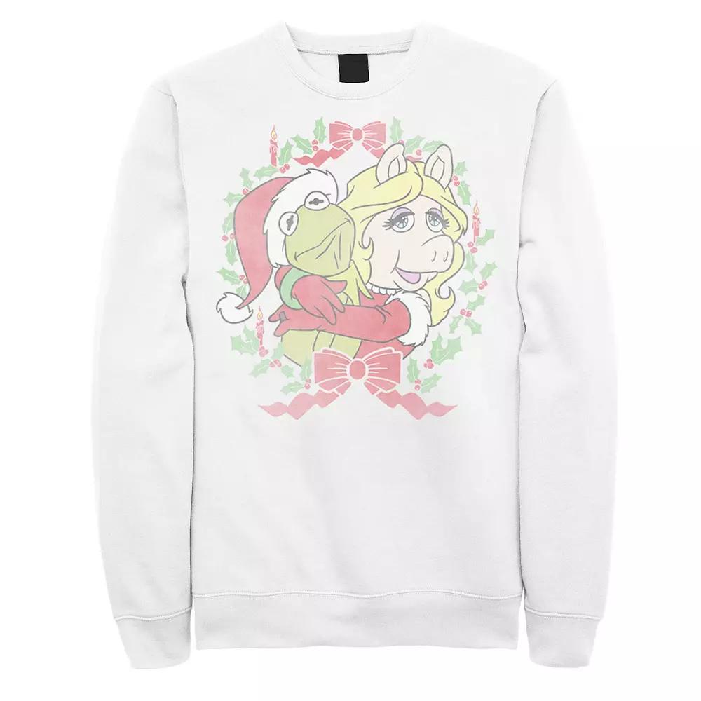 Men's The Muppets Kermit And Miss Piggy Christmas Wreath Tee Sweatshirt, Boy's,  Product Image