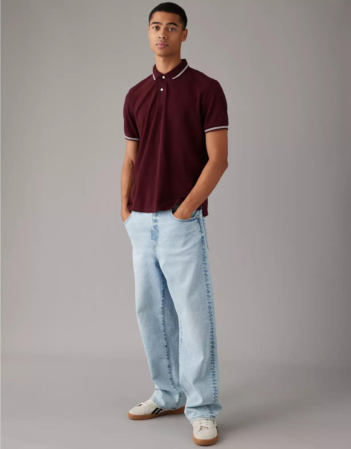 AE Lived-In Pique Polo Shirt Product Image