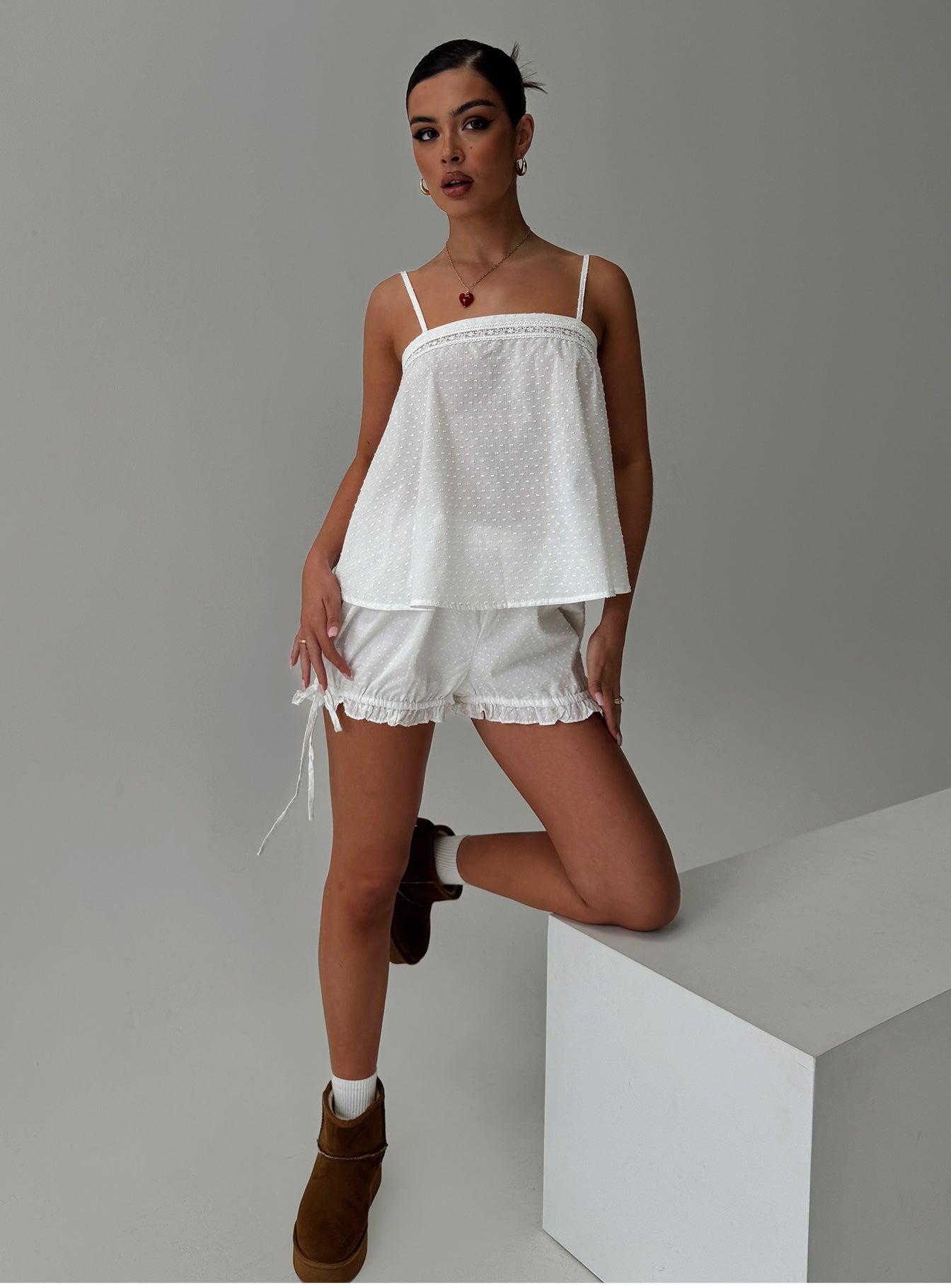 Invisible String Lace Sleep Top White Product Image