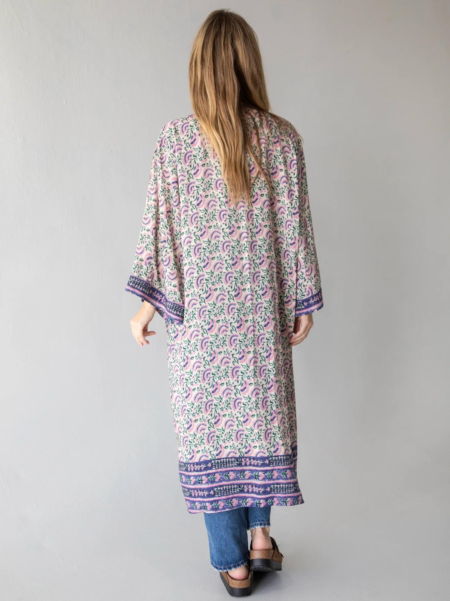 Camila Kimono - Purple Fan Floral Product Image