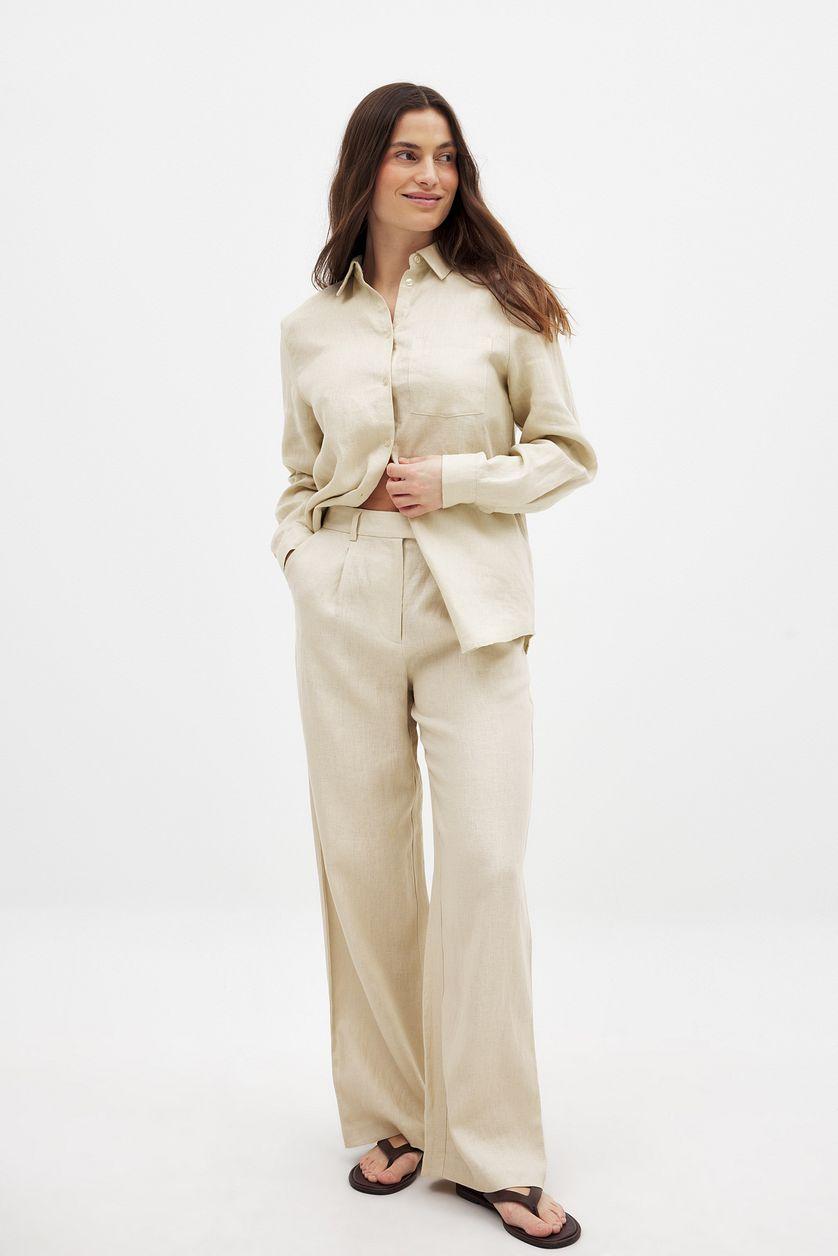 Linen Wide Leg Pants Product Image