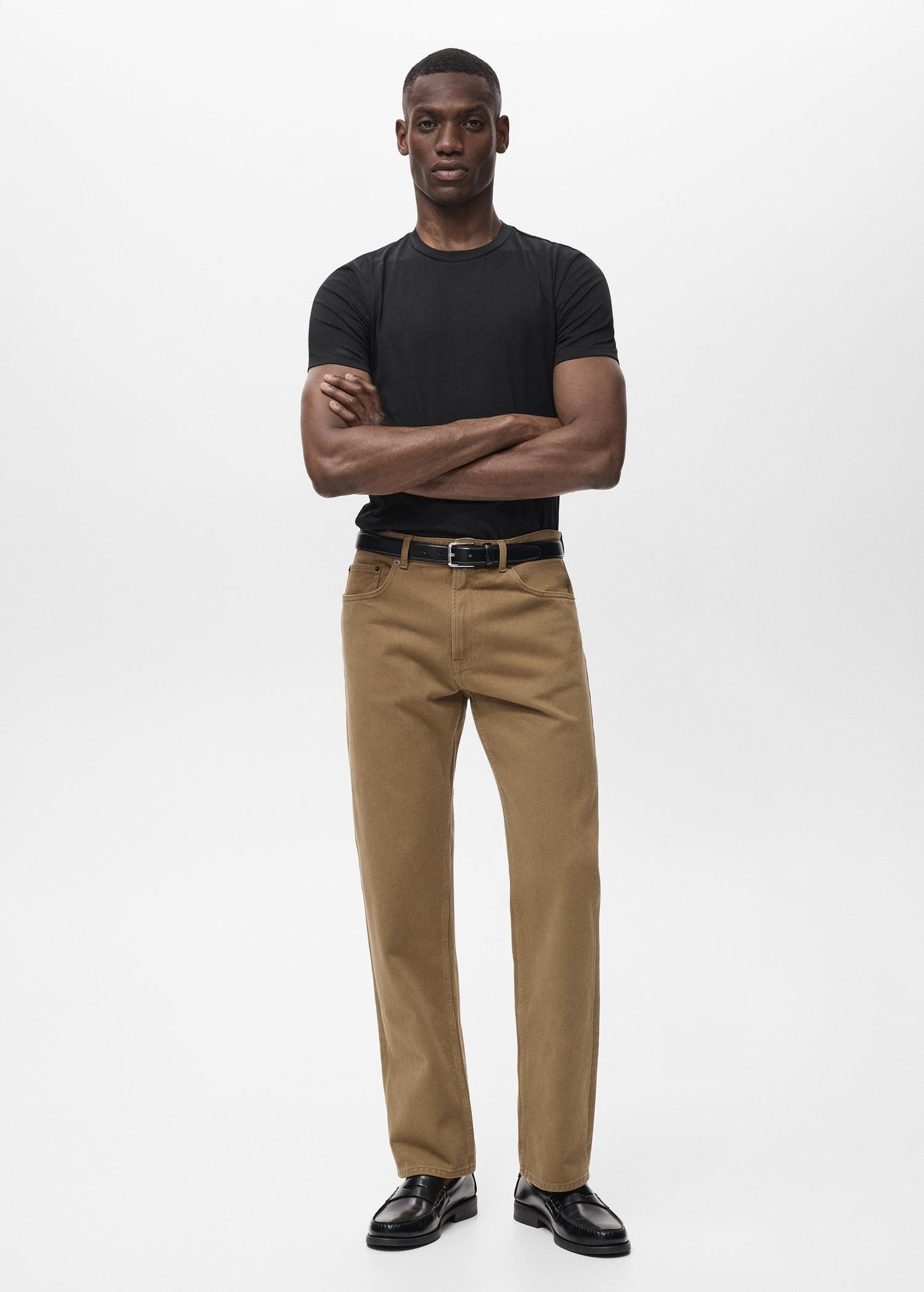 Stretch cotton T-shirt - Men | MANGO USA Product Image