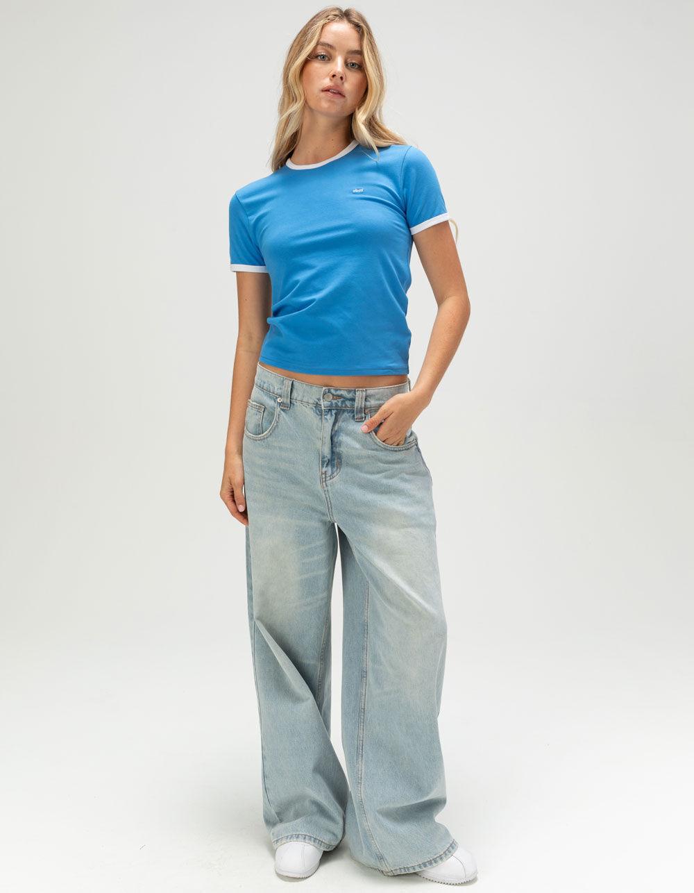OBEY Tyler Womens Ringer Tee - BLUE Product Image