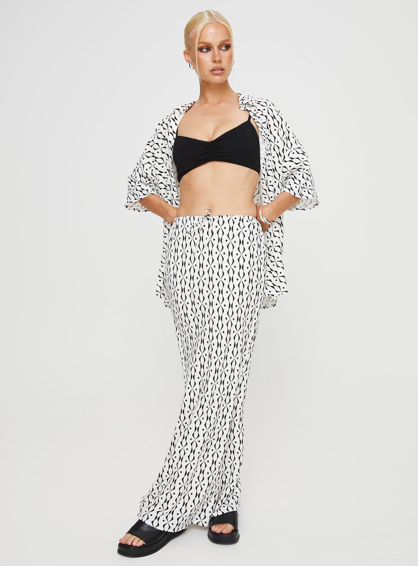 Mercer Linen Blend Maxi Skirt Black / White Product Image