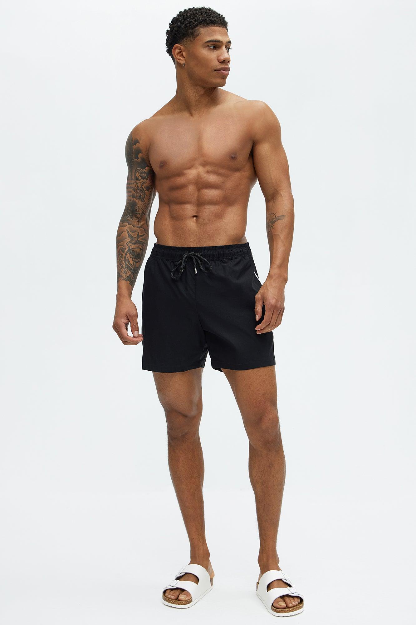 Side Taping Swim Mid Trunk - Black Product Image