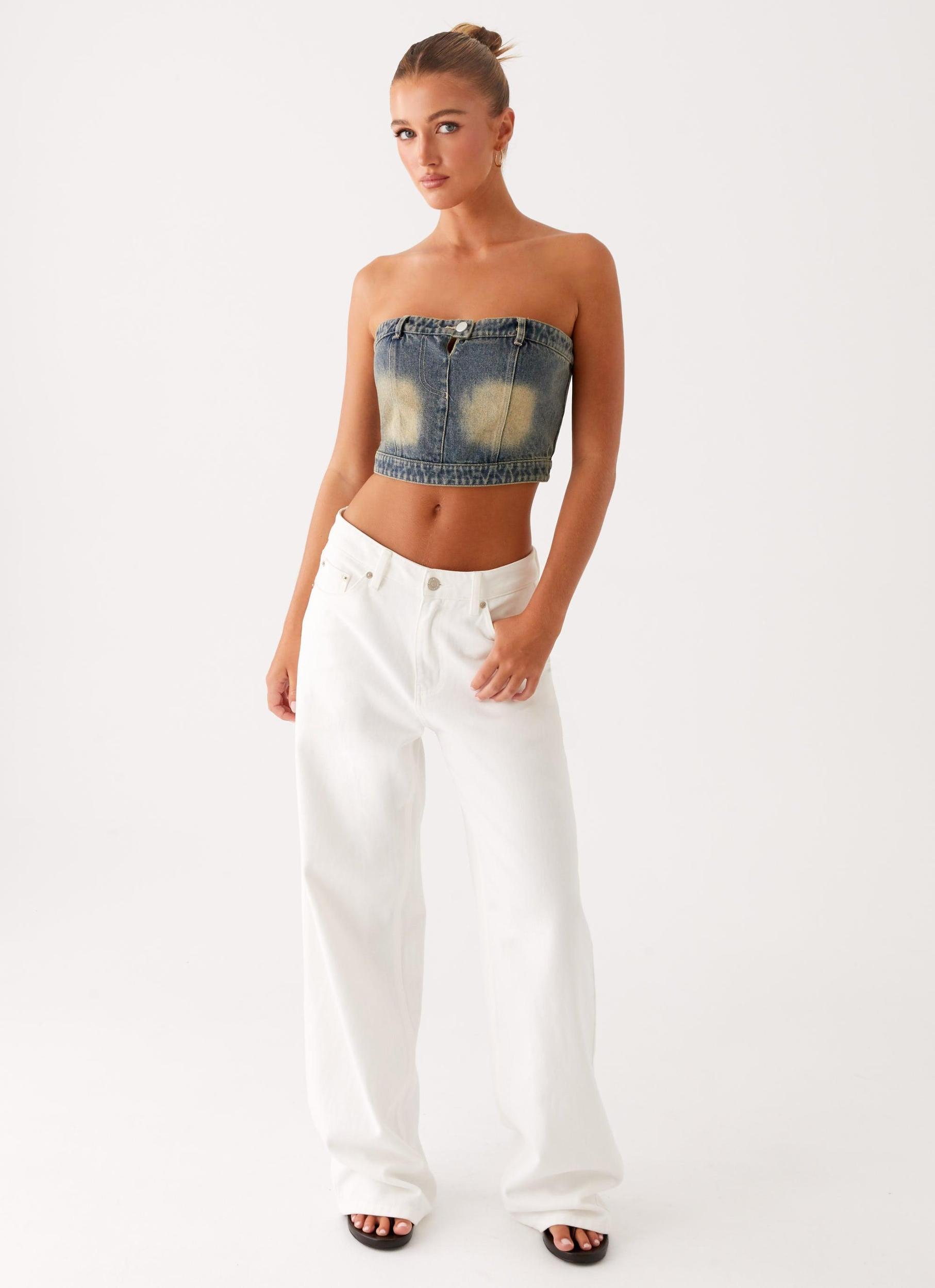 Not Like Us Denim Top - Vintage Product Image