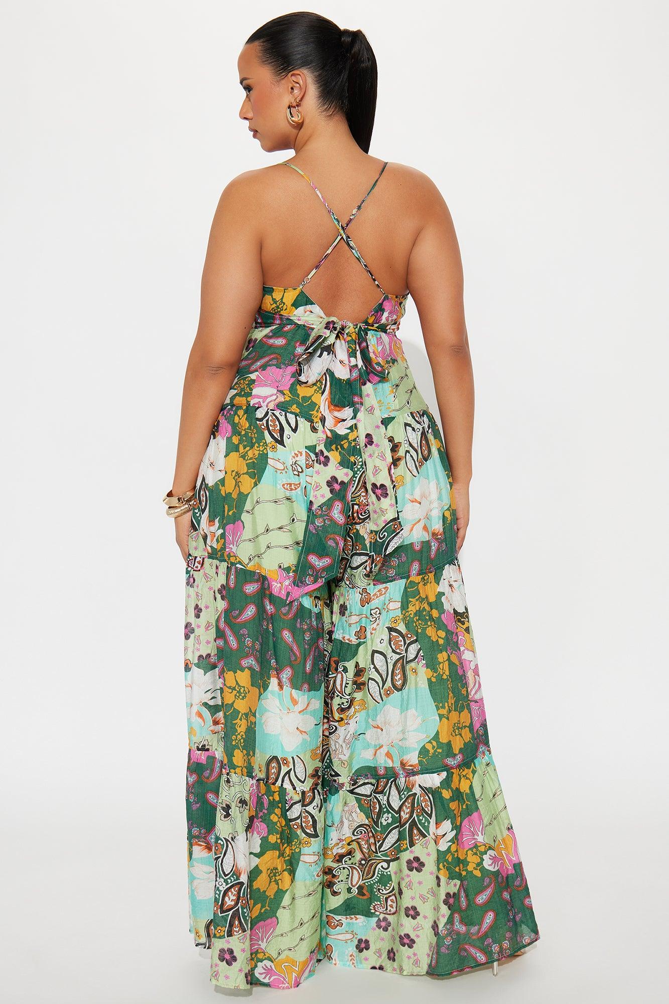 Vacay Ready Wide Leg Jumpsuit - Green/combo Product Image