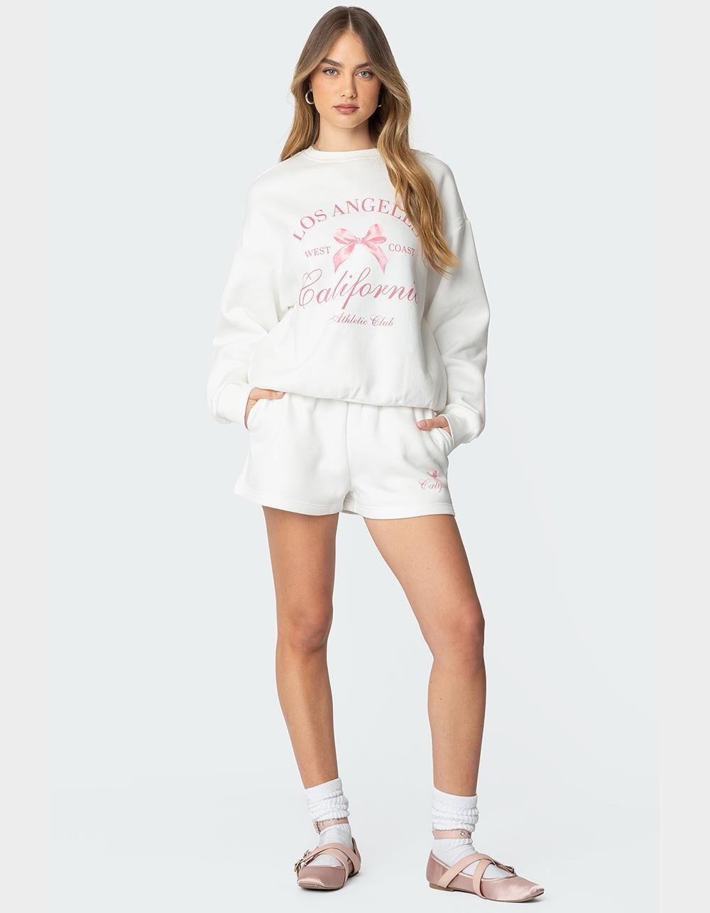EDIKTED Cali Bow Sweatshirt - WHITE Product Image