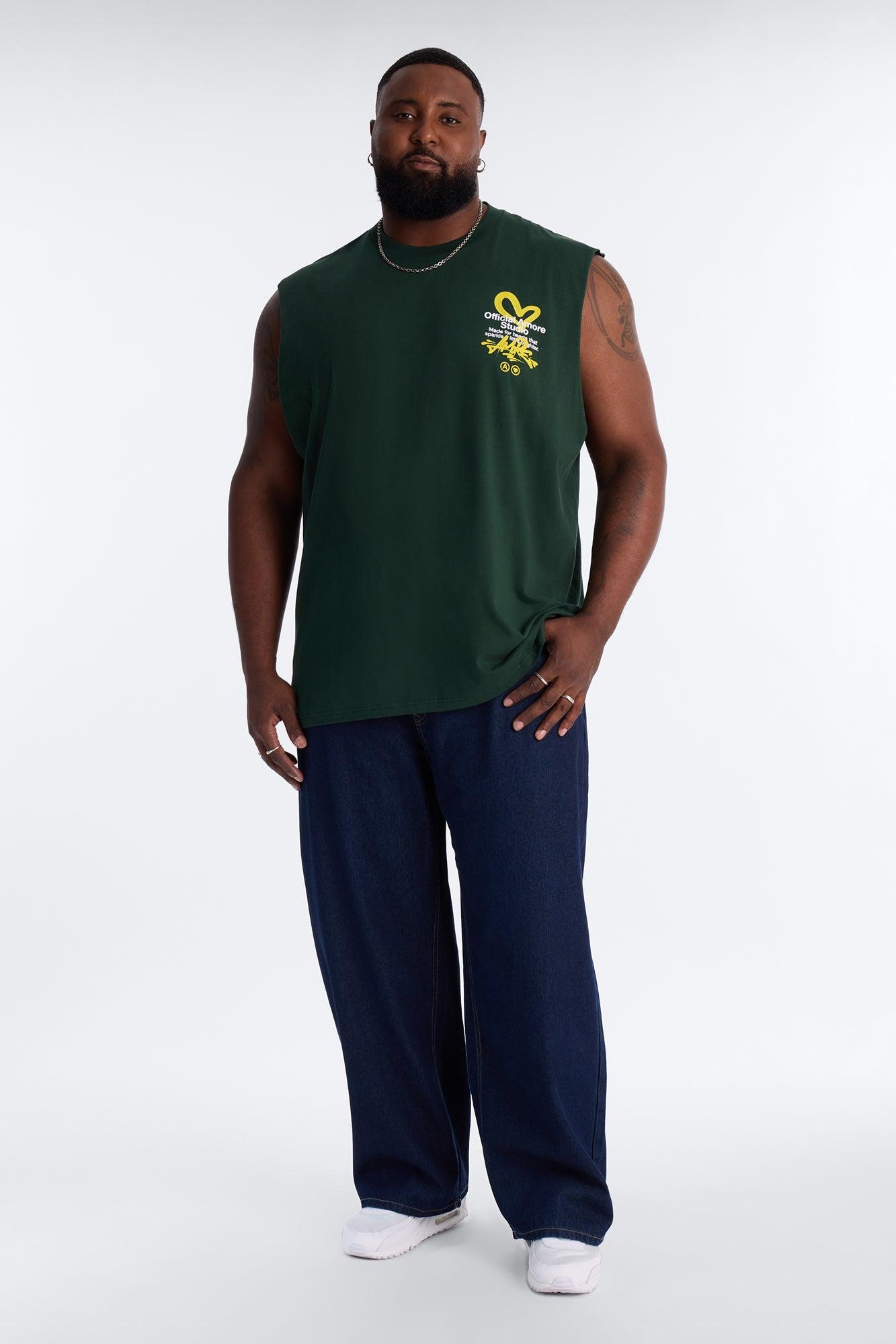 Amor Studio More Love Muscle Tee - Green Male Product Image
