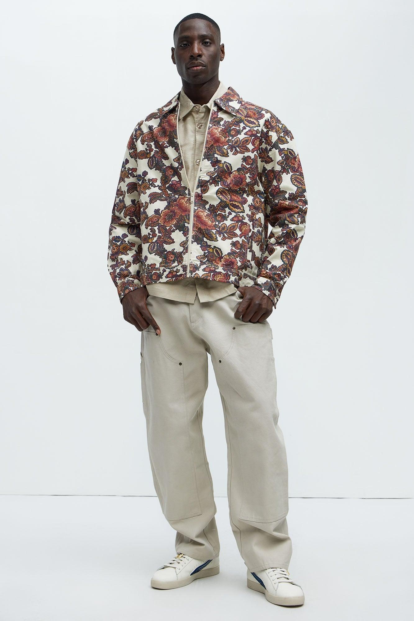 Floral Trucker Jacket - White/combo Product Image