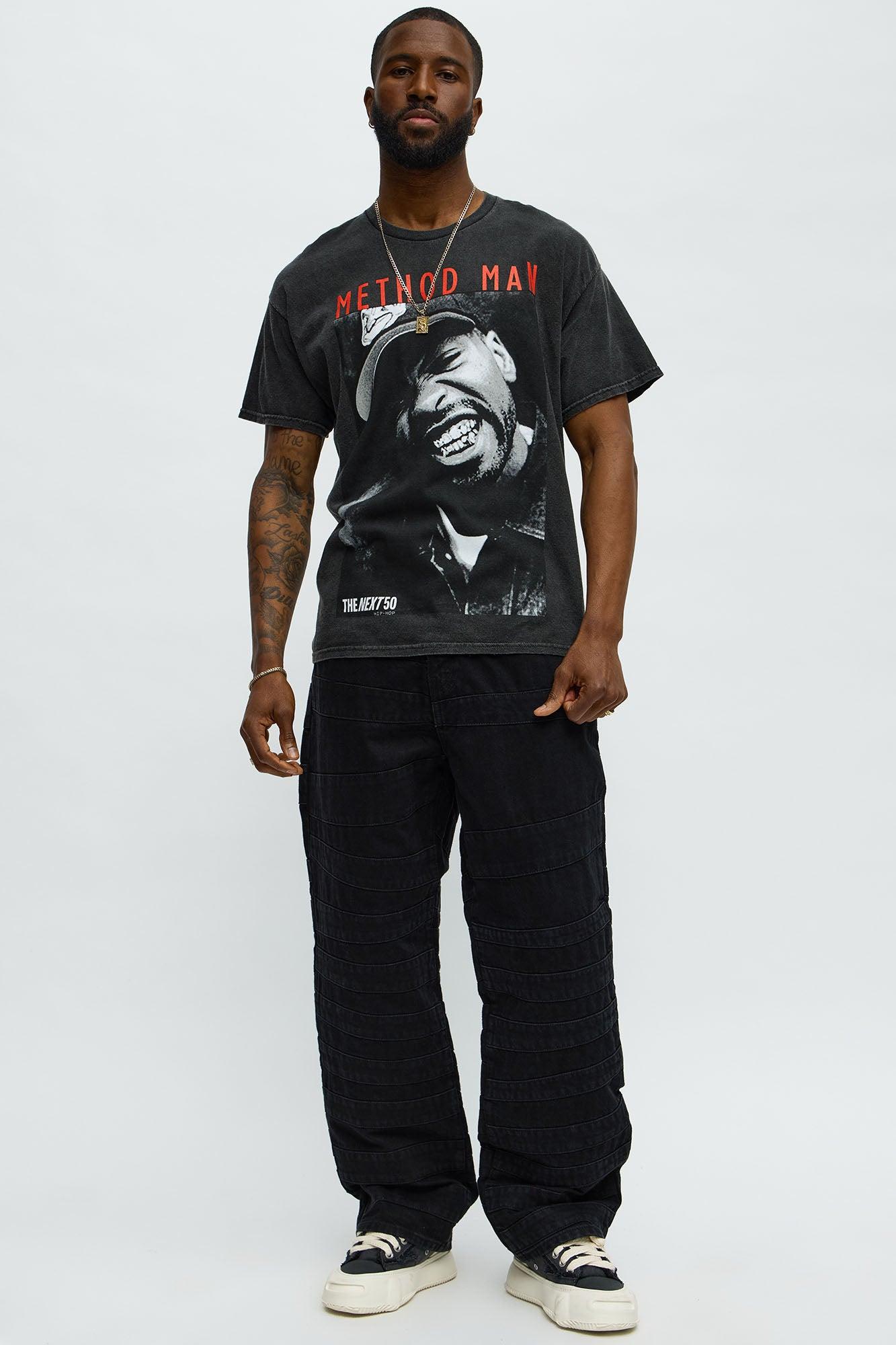 Baggy Layered Paneled Jeans - Black Male Product Image