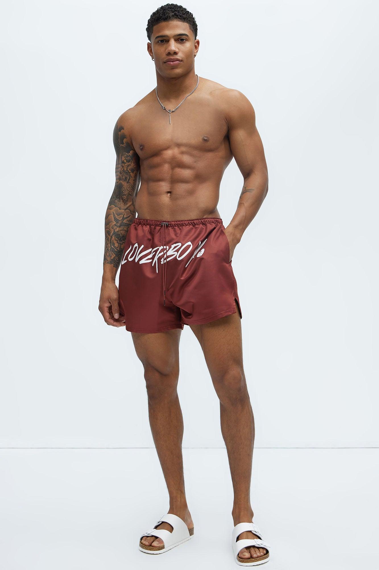 Loverboy Swim Mid Trunk - Burgundy Product Image