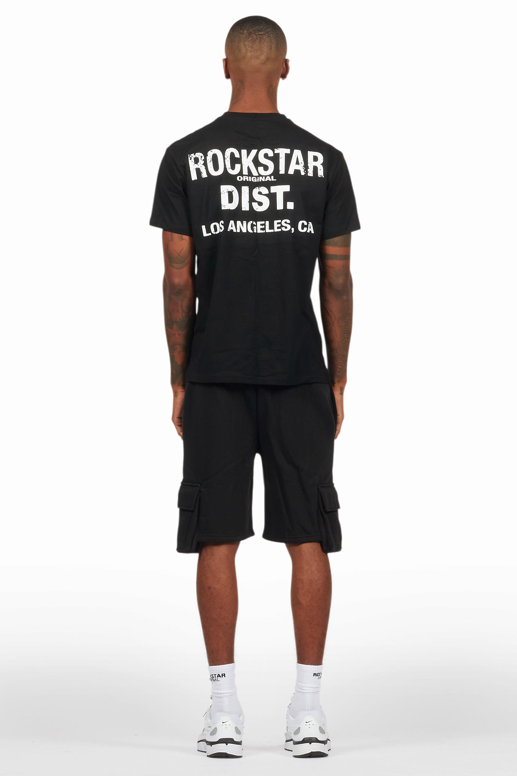 Raffer Black/White T-Shirt Cargo Shorts Set Male Product Image