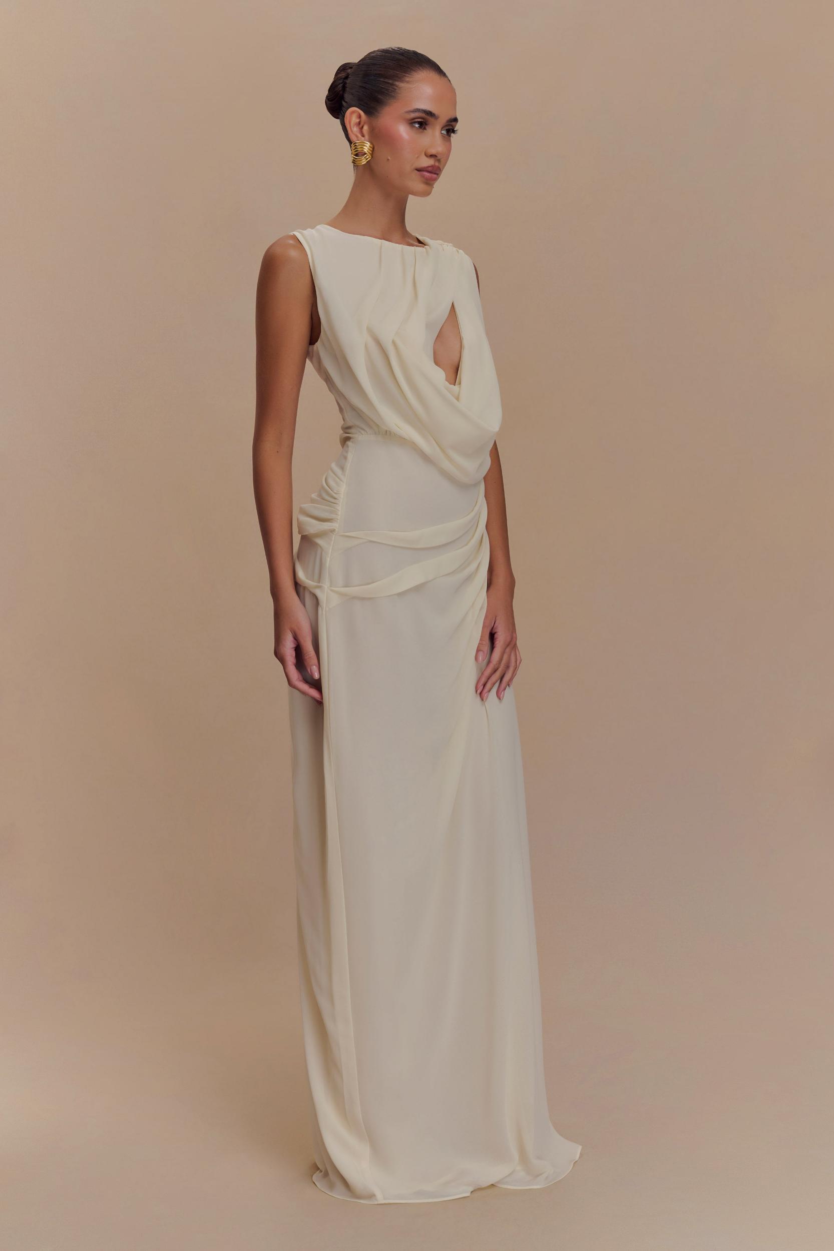 Oria Chiffon Maxi Dress - Ivory Product Image