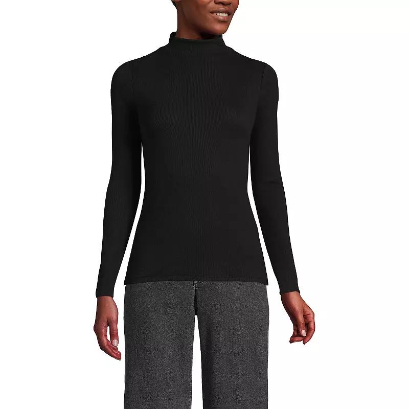 Women's Lands' End Rib Skimming Long Sleeve Mock Neck Top,  Product Image
