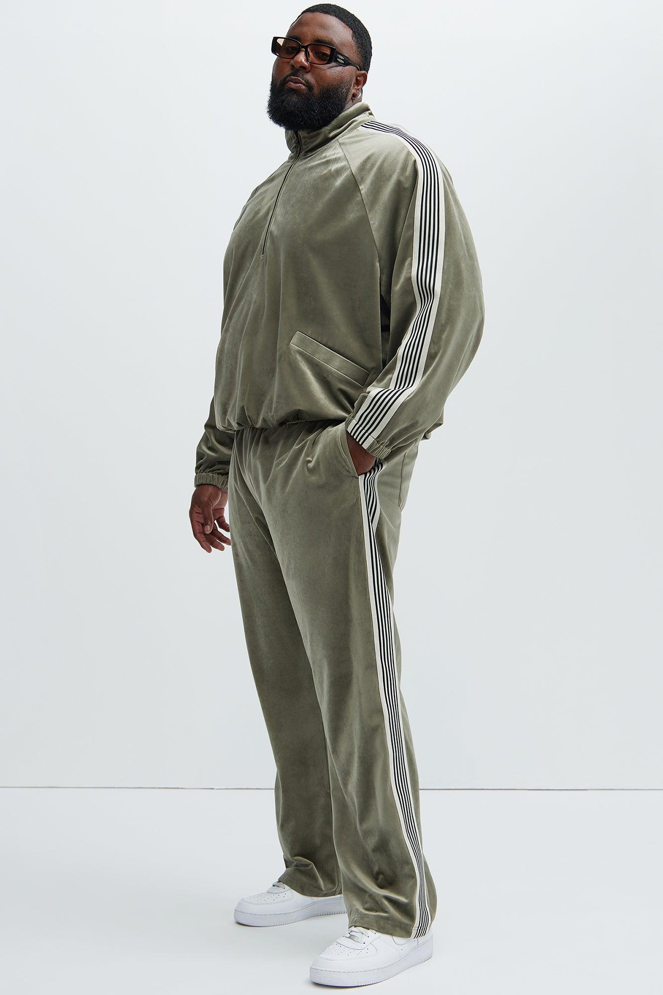 Up N' Down Velvet Track Pants - Olive Product Image