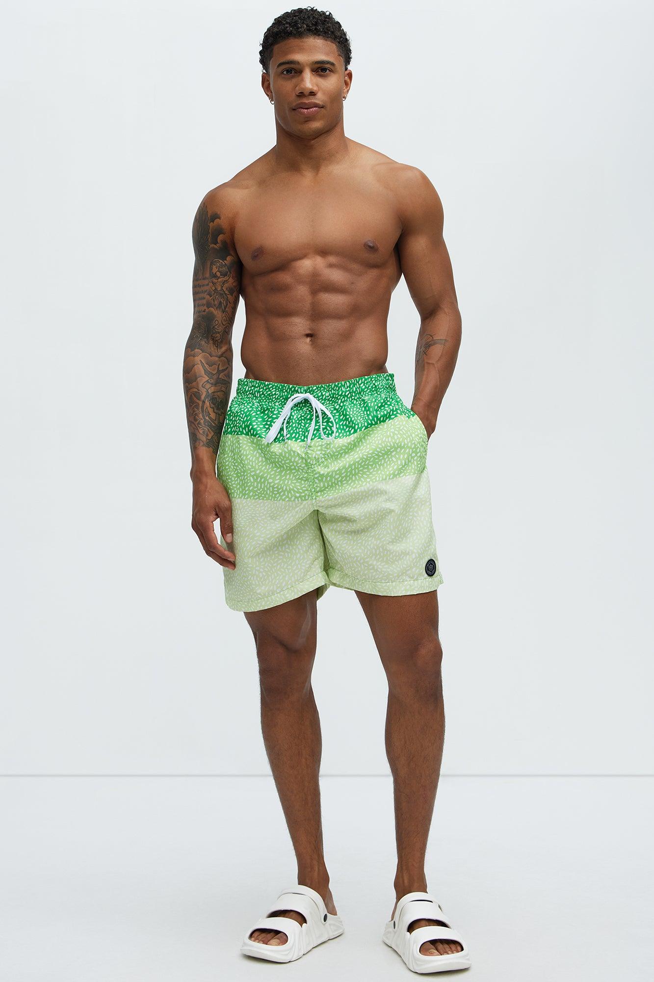 Spotted Stripes Swim Classic Trunk - Green Product Image