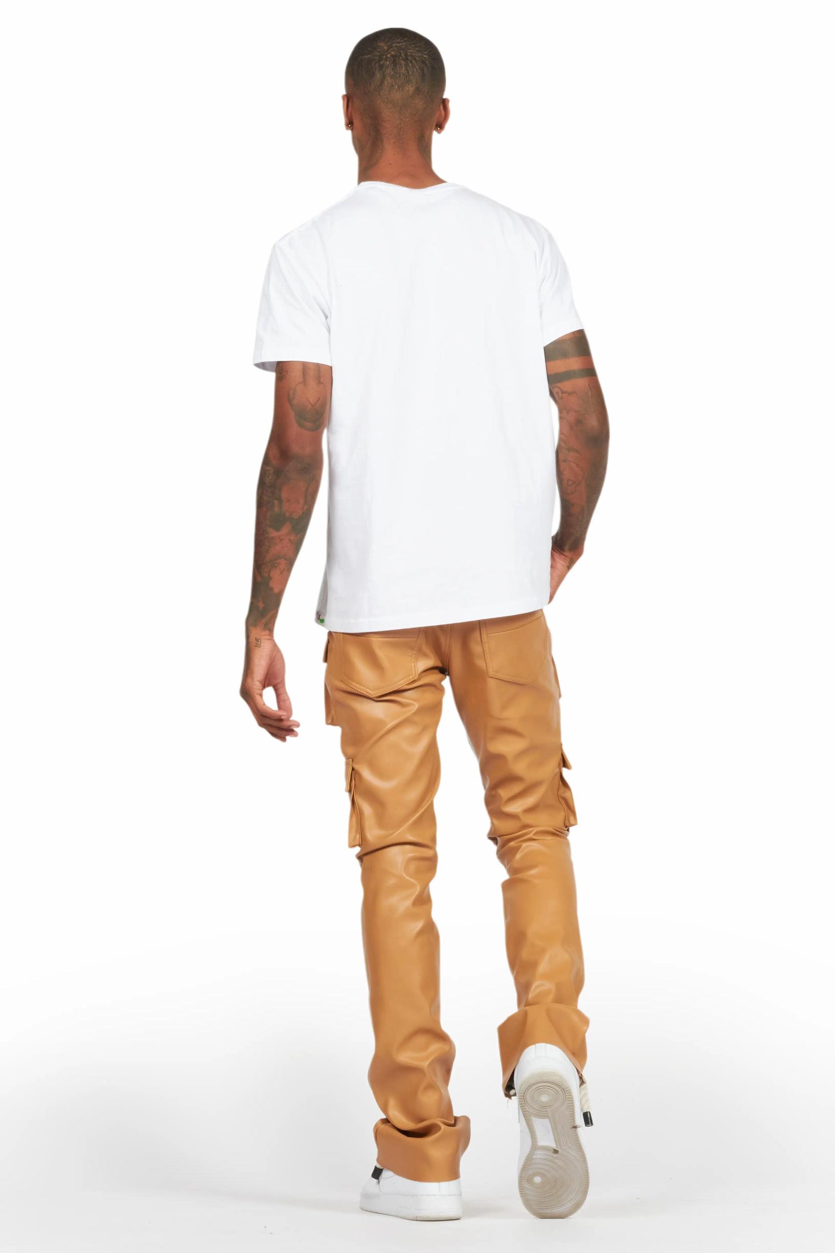 Khaza Beige PU Leather Jean Male Product Image