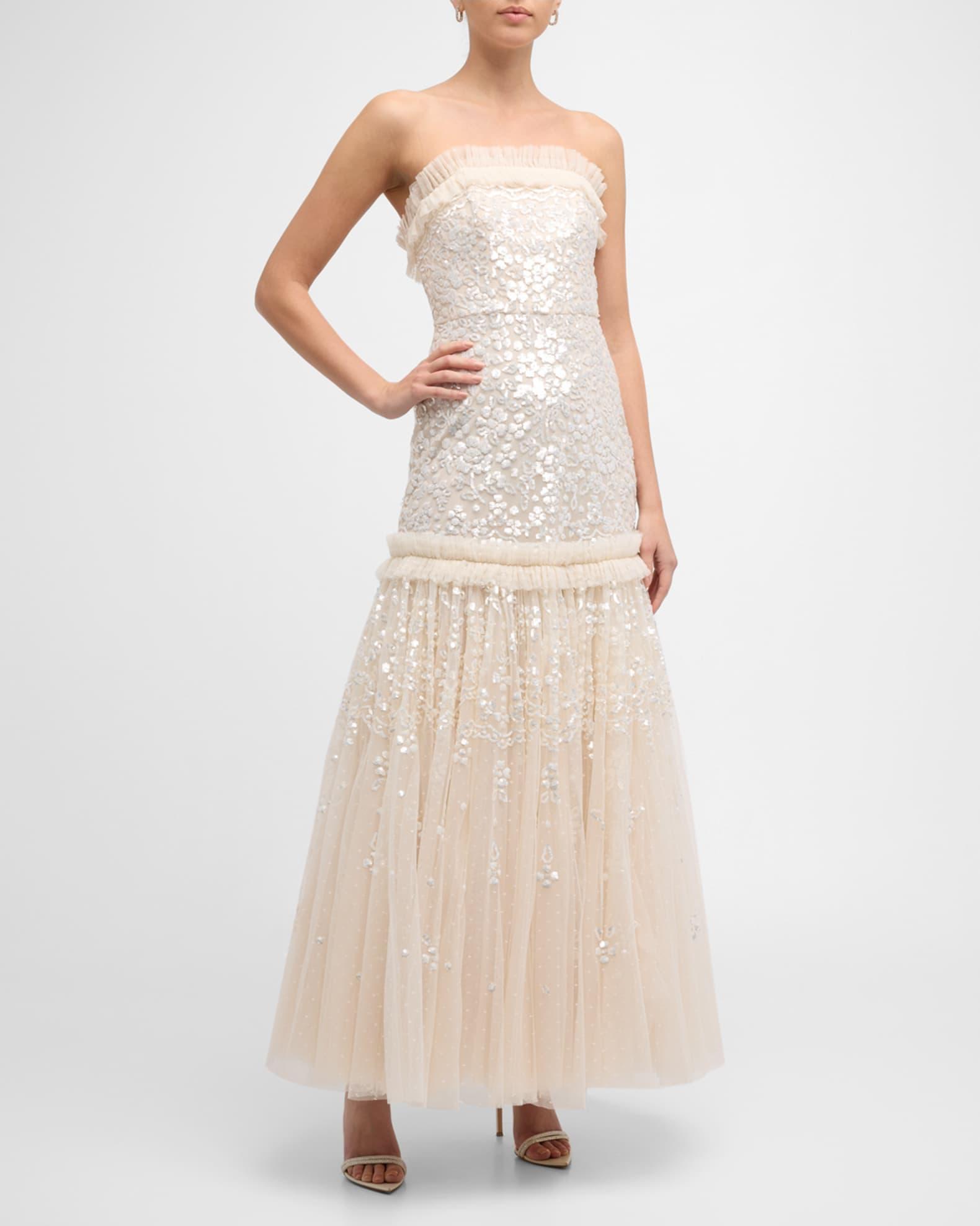 Regal Rose Strapless Floral Sequin Tulle Gown Product Image