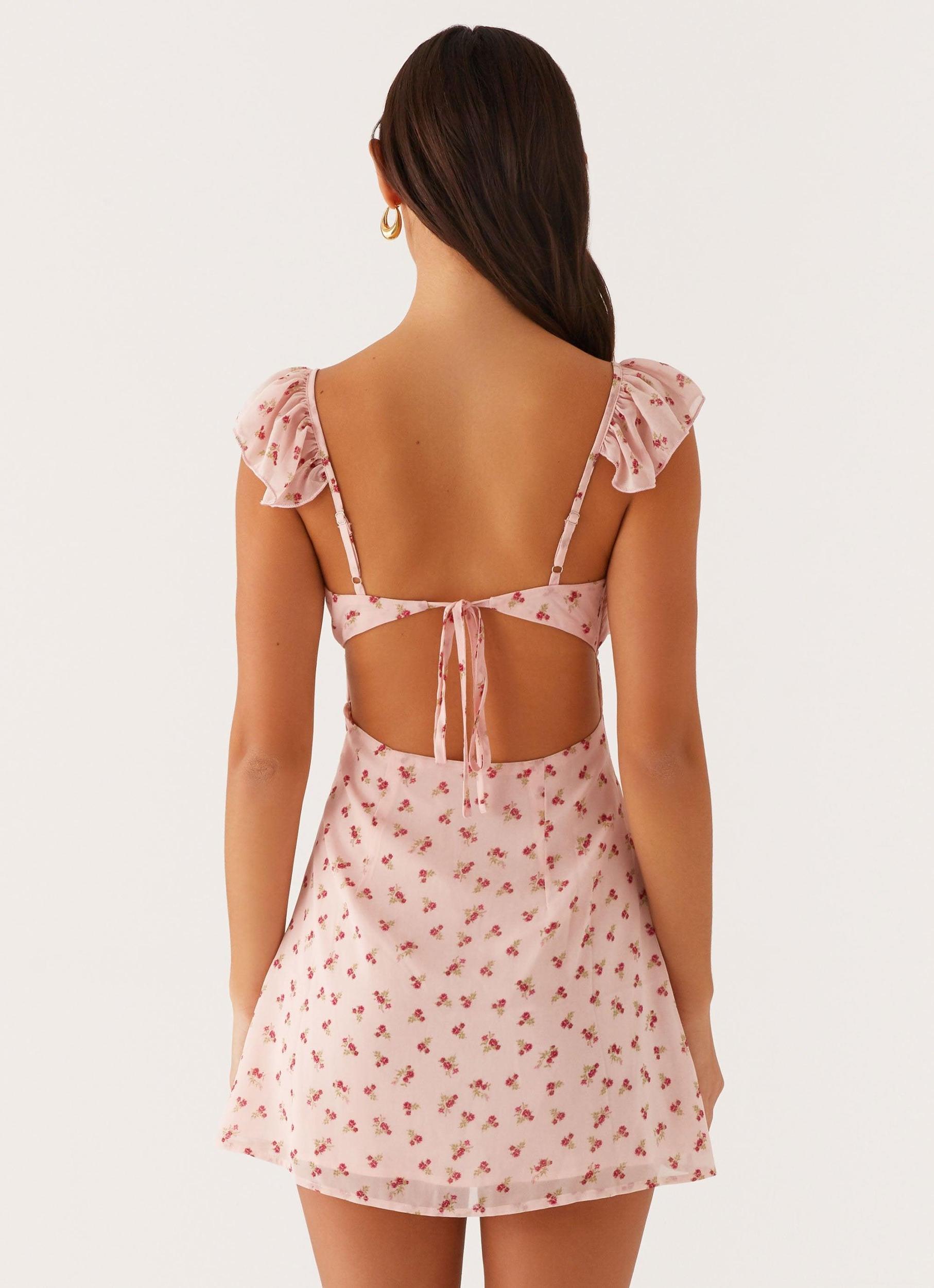 Adrina Ruffle Mini Dress - Pink Flower Product Image