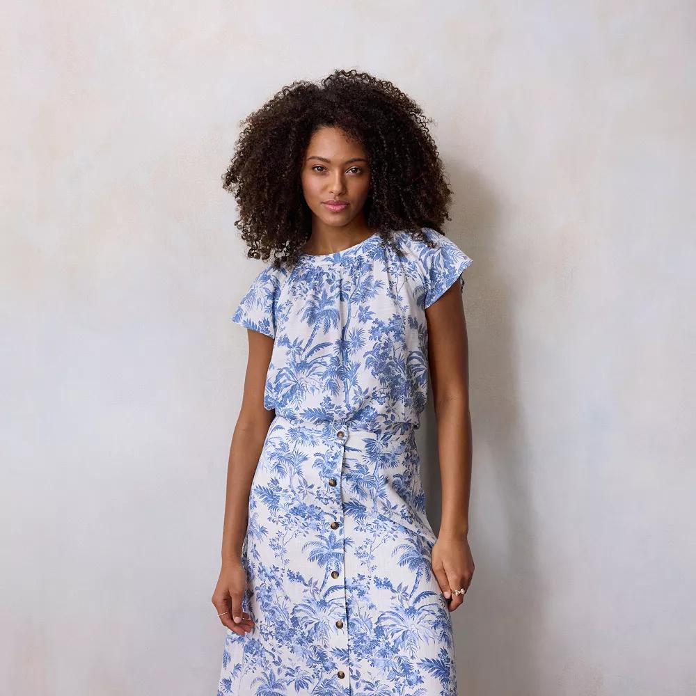 Petite LC Lauren Conrad Tie-Front Shirred Neck Shell Top, Women's,  Product Image