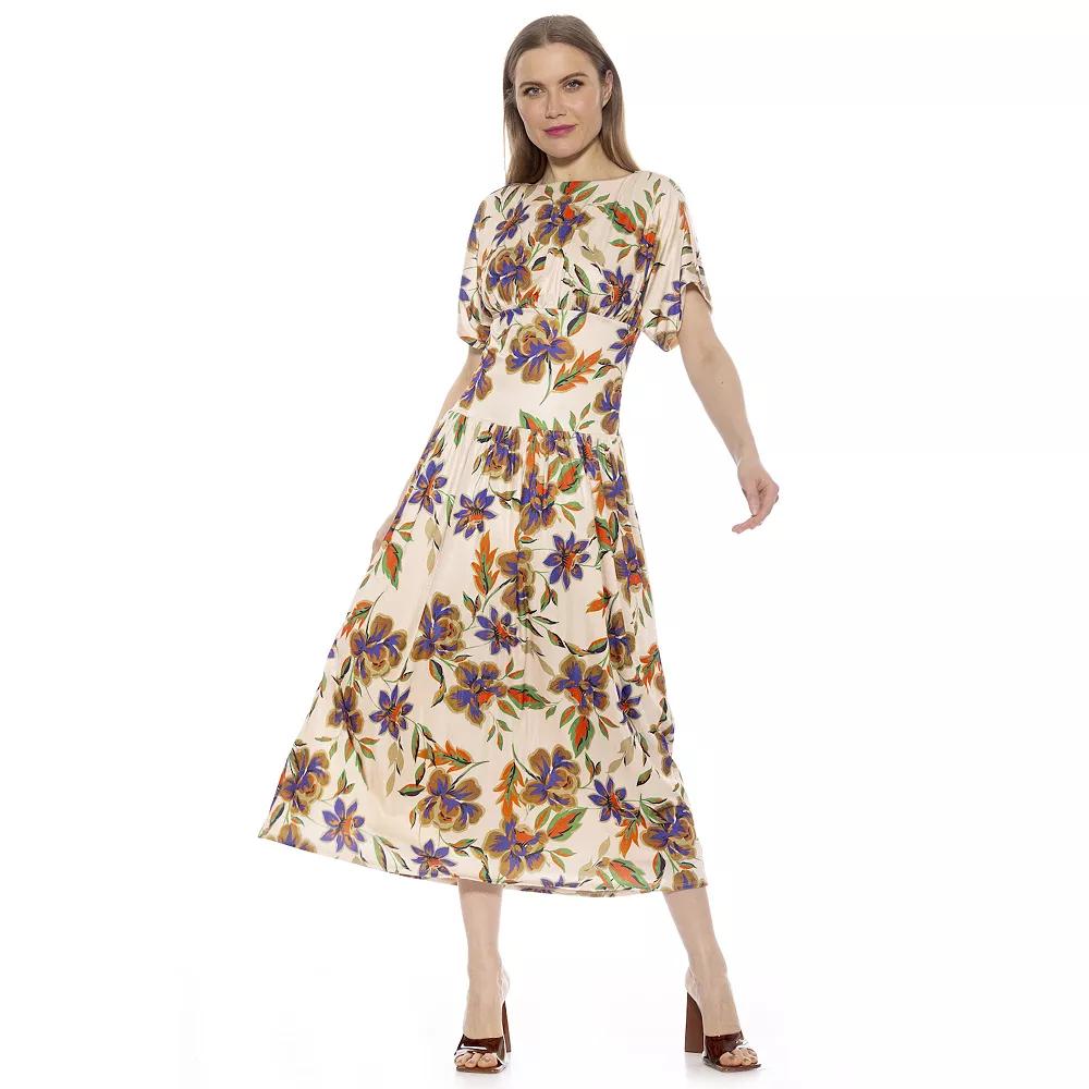 Women's ALEXIA ADMOR Luna Draped Dolman Sleeve Tea Length Dress,  Product Image