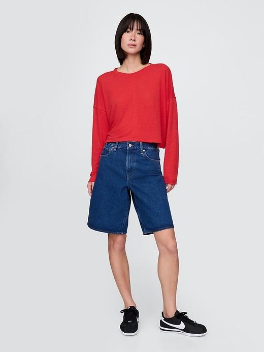 Oversized Linen-Blend Swing Top Product Image