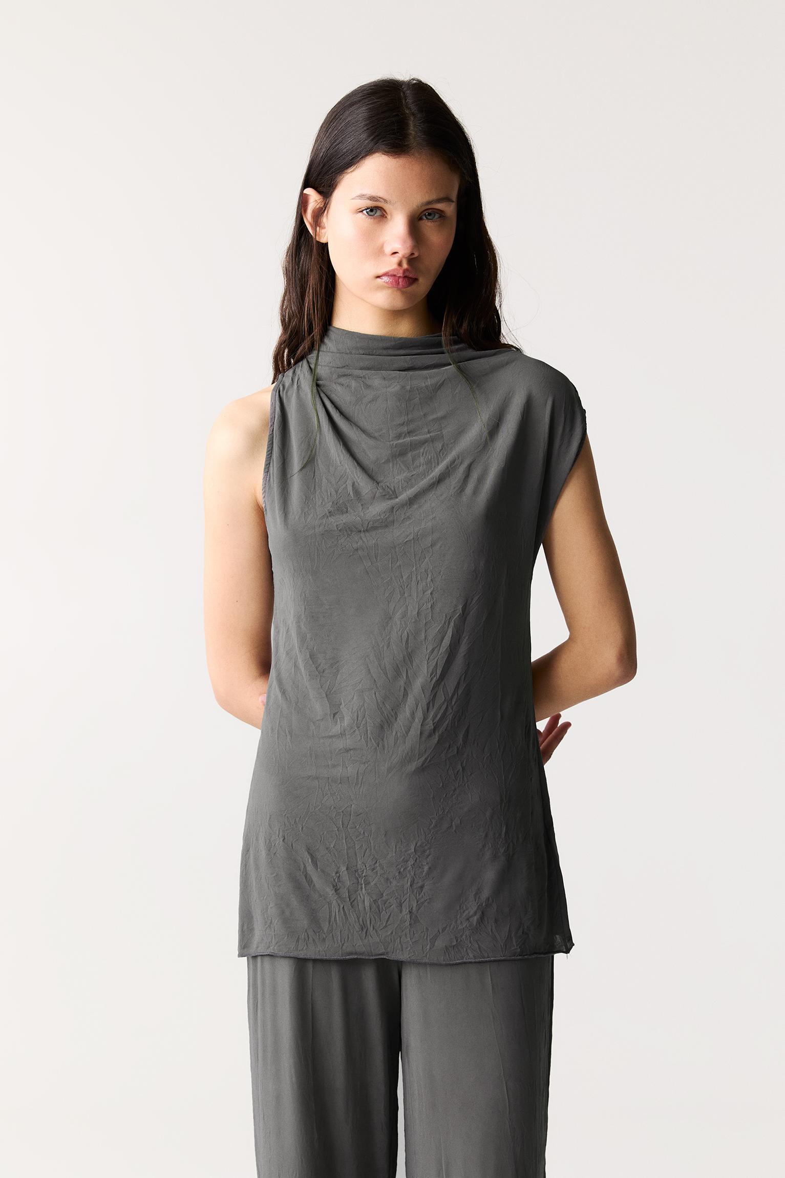 Asymmetric creased-effect T-shirt Product Image