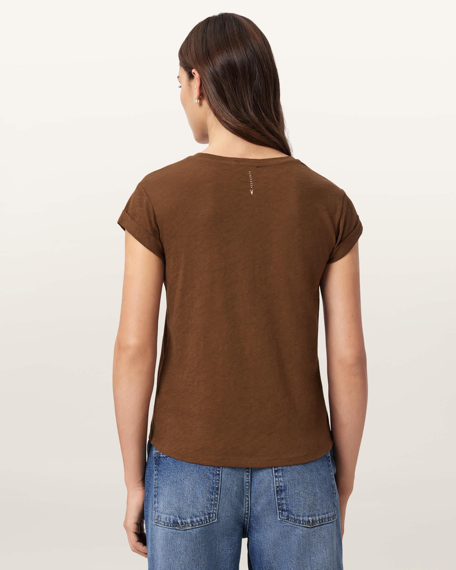 Anna Crew Neck Short Sleeve T-Shirt COGNAC BROWN | ALLSAINTS US Product Image