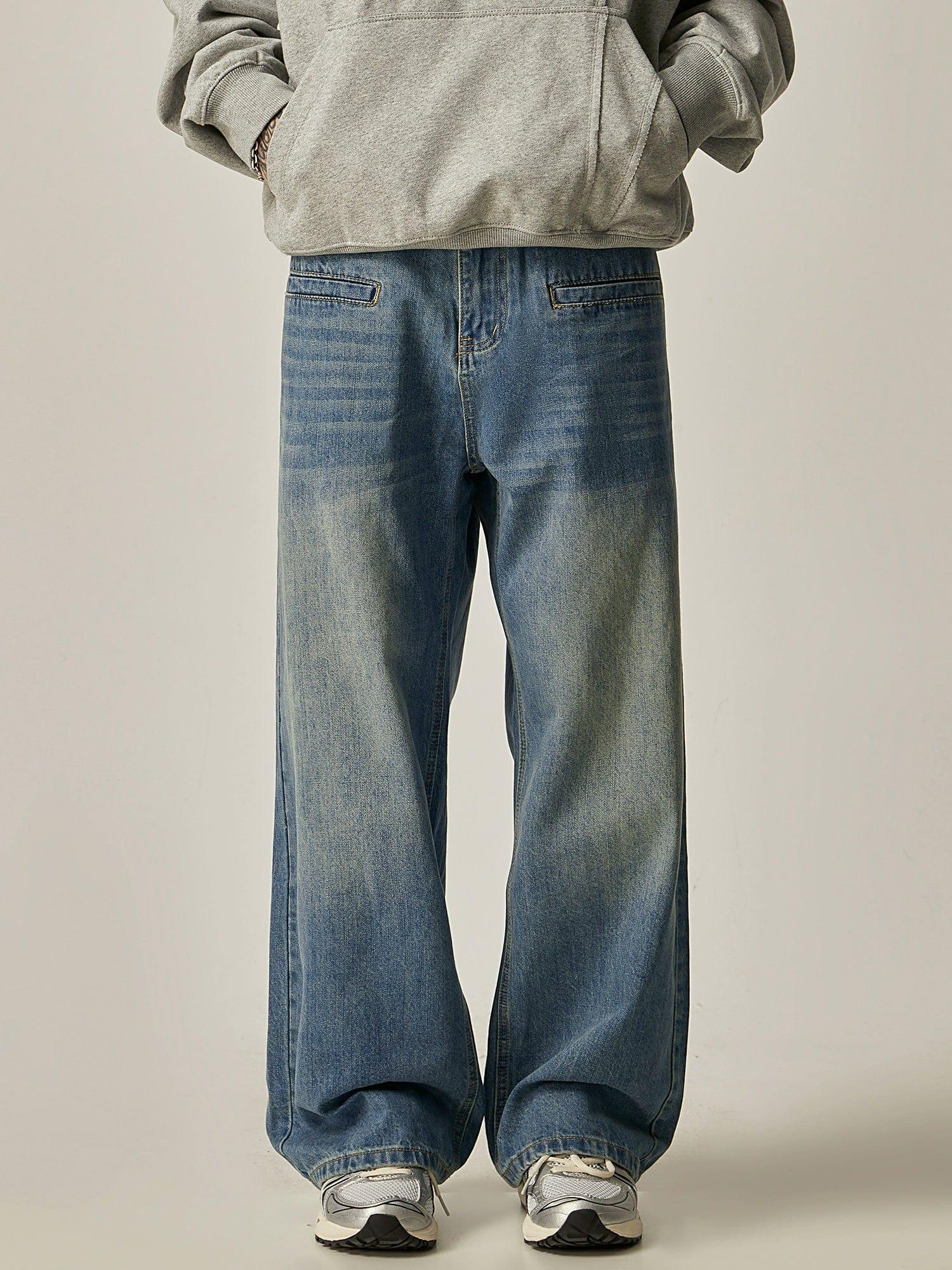 RT No. 11164 BLUE WIDE STRAIGHT DENIM JEANS Product Image
