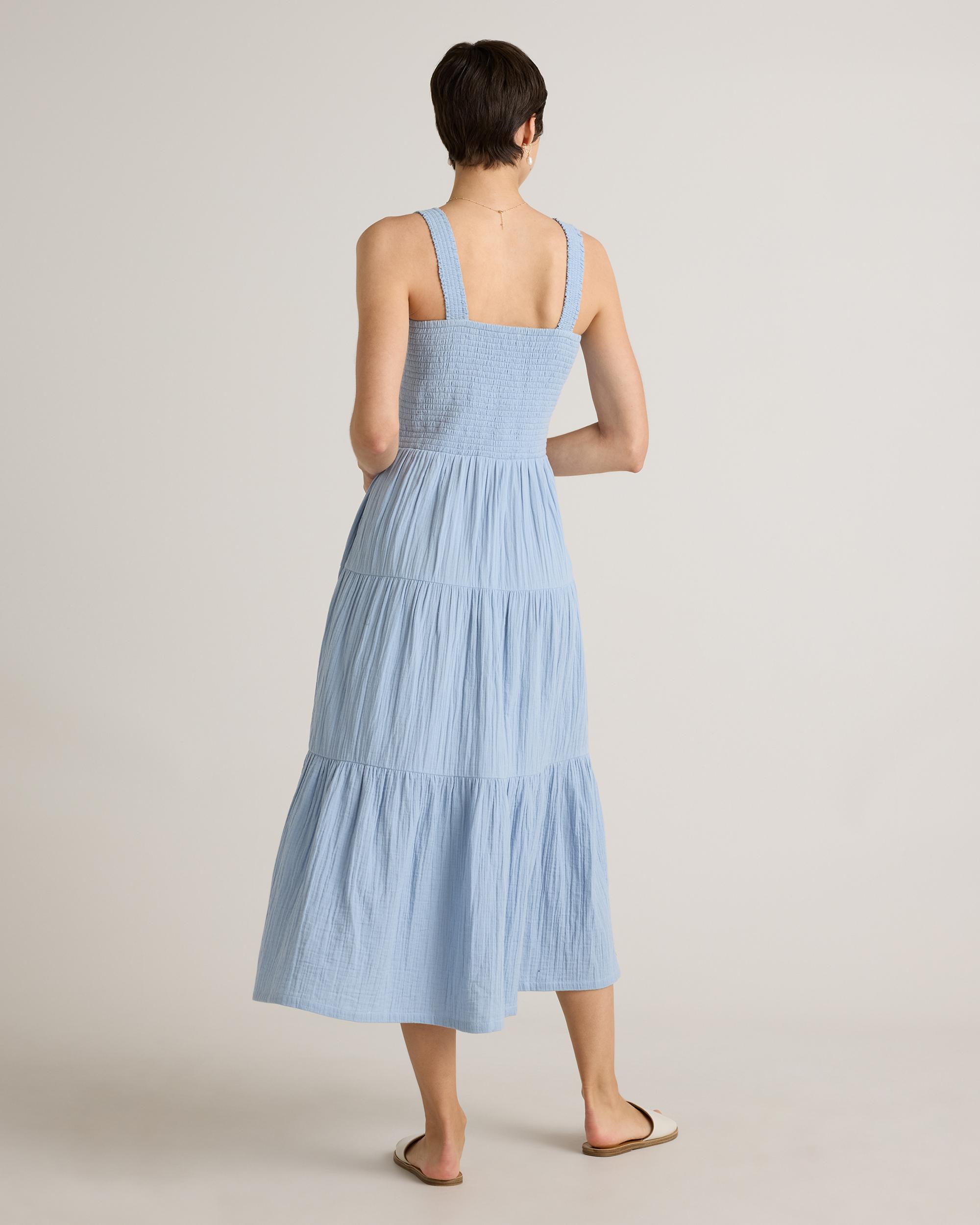 Quince | Women's Gauze Smocked Sleeveless Maxi Dress Organic Cotton Product Image